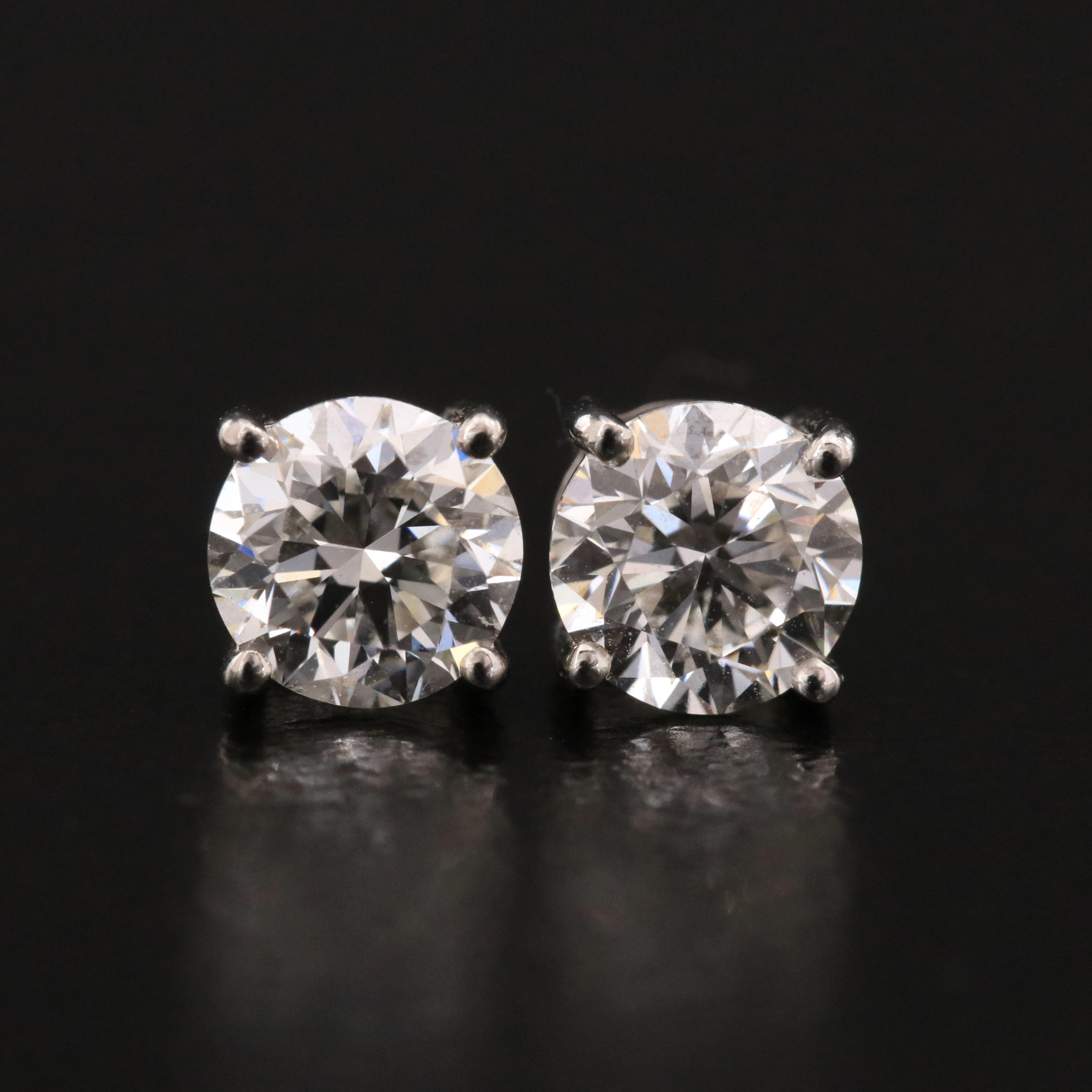 Platinum 1.00 CTW Diamond Earrings with GIA Reports