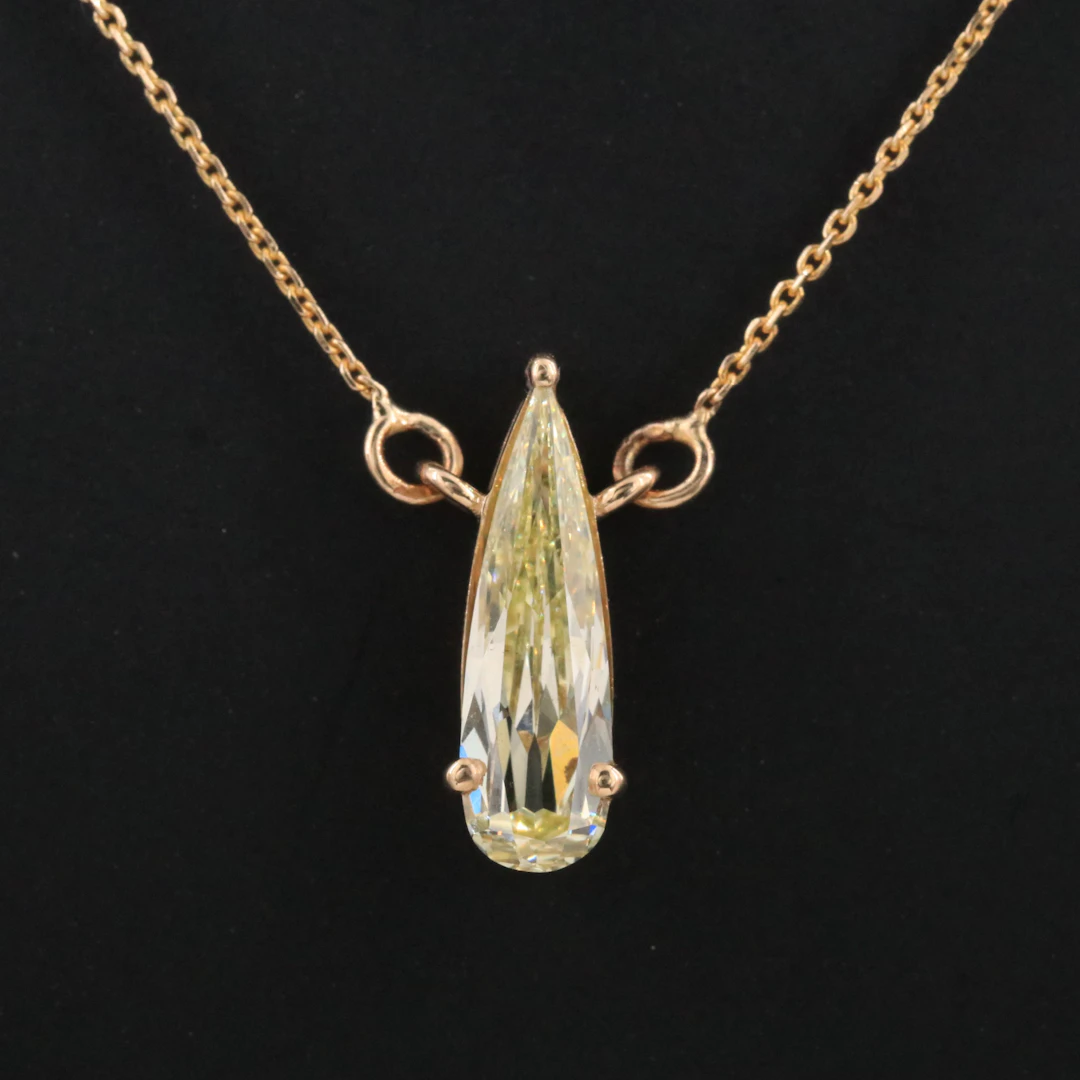 14K Gold 1.06 CT Fancy Yellow Lab Grown Diamond Solitaire Necklace