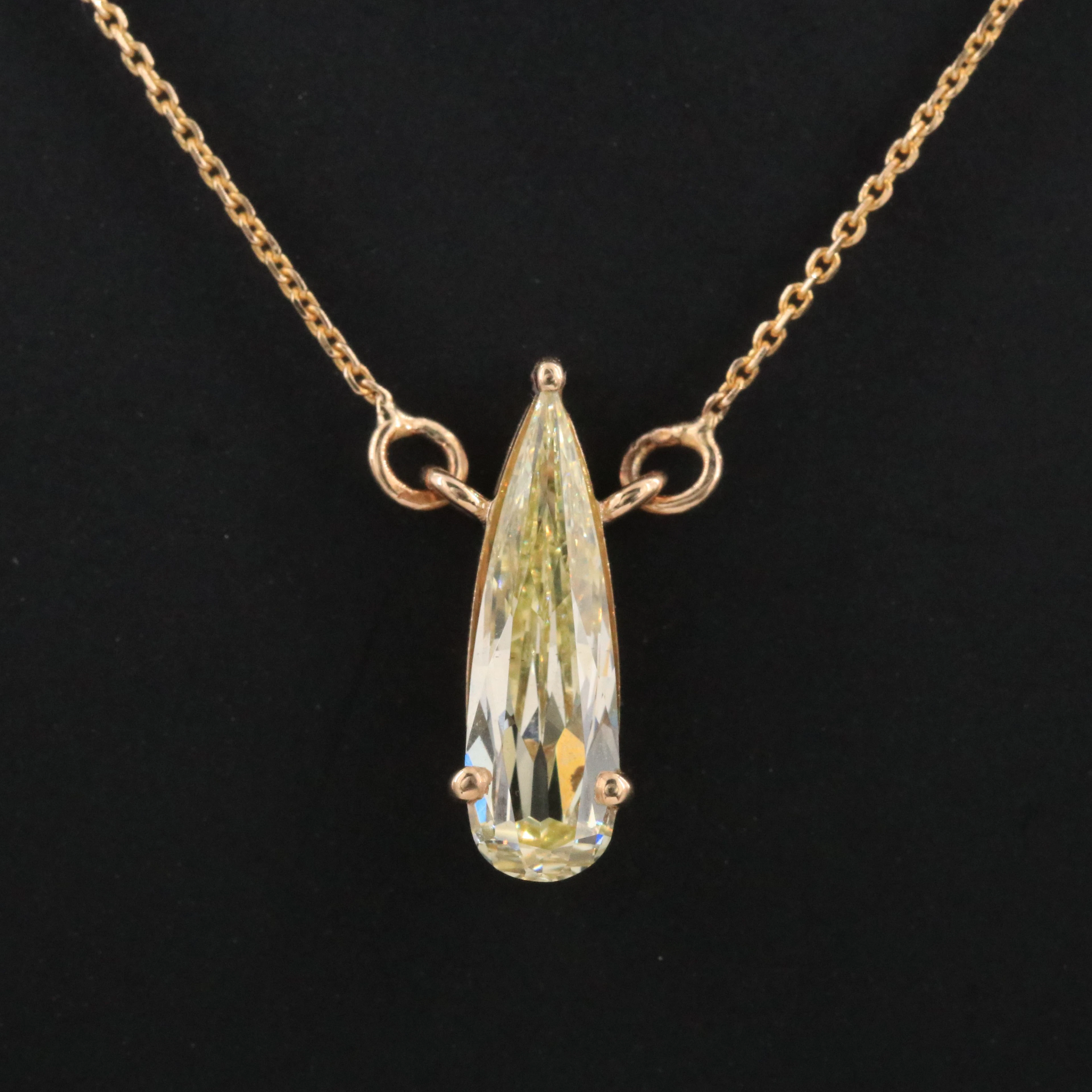 14K Gold 1.06 CT Fancy Yellow Lab Grown Diamond Solitaire Necklace