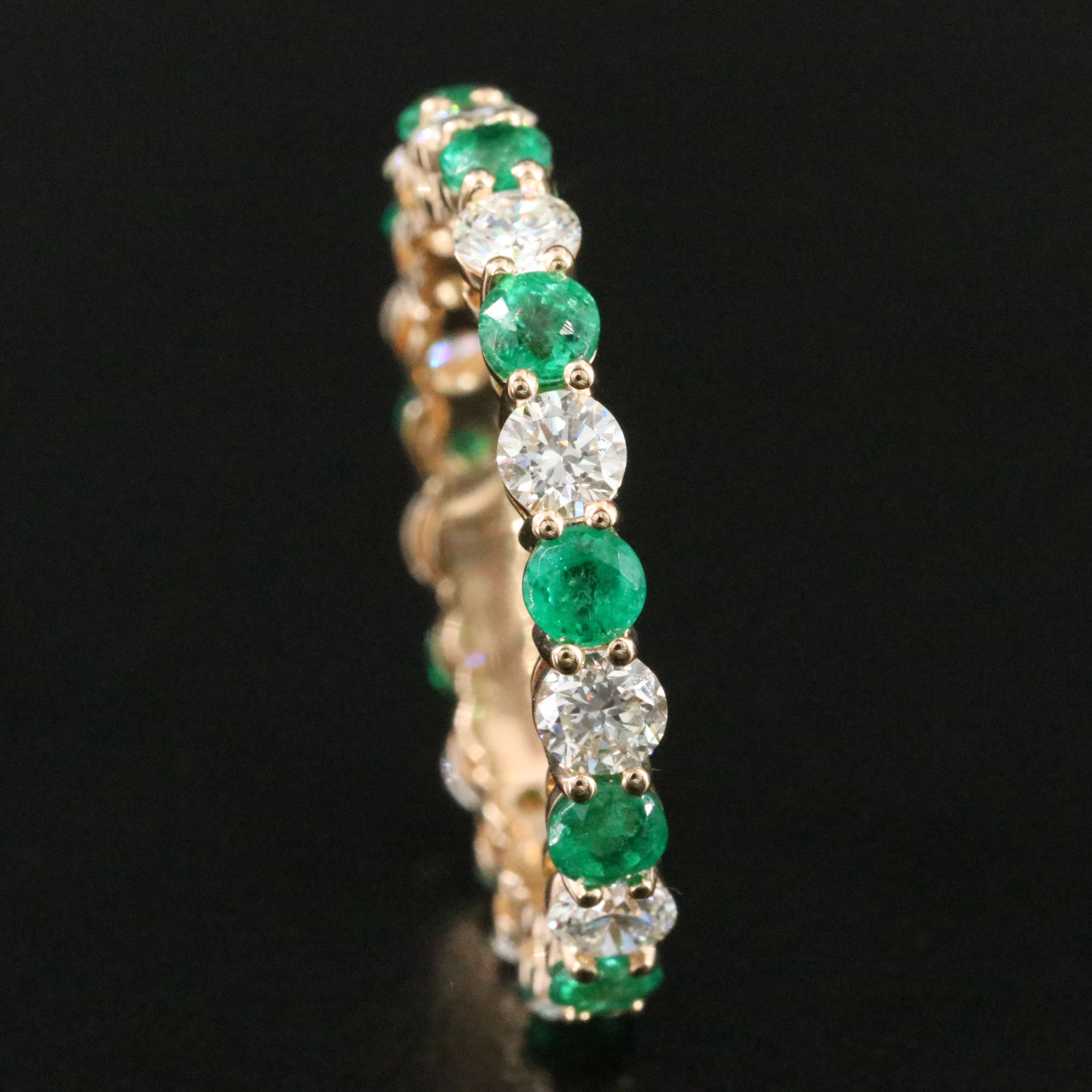 14K Emerald and 1.22 CTW Diamond Eternity Band