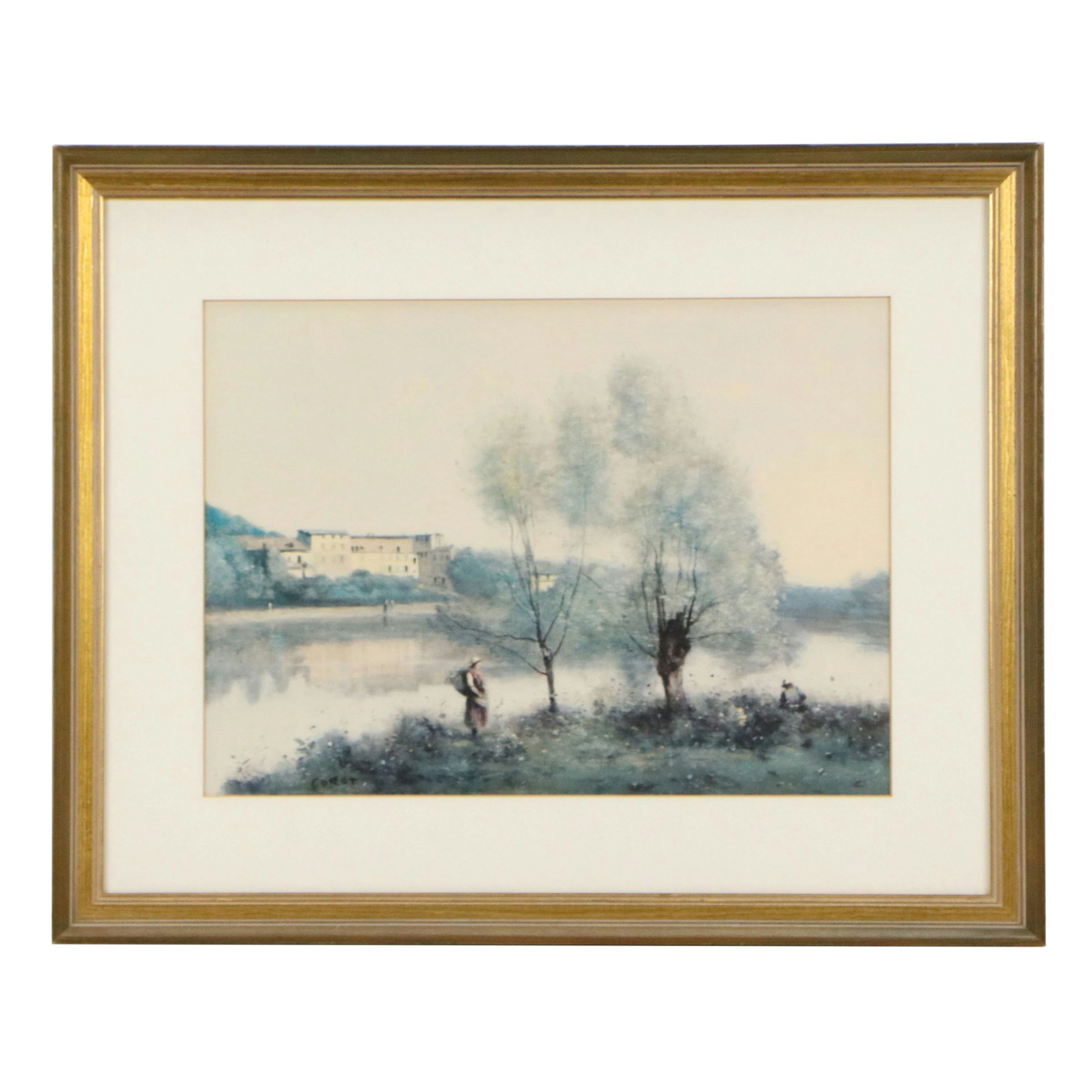 After Jean-Baptiste-Camille Corot Offset Lithograph "Ville-d'Avray"