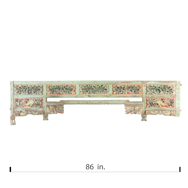 Southeast Asian School Painted Carved Wooden Decorative Doorframe