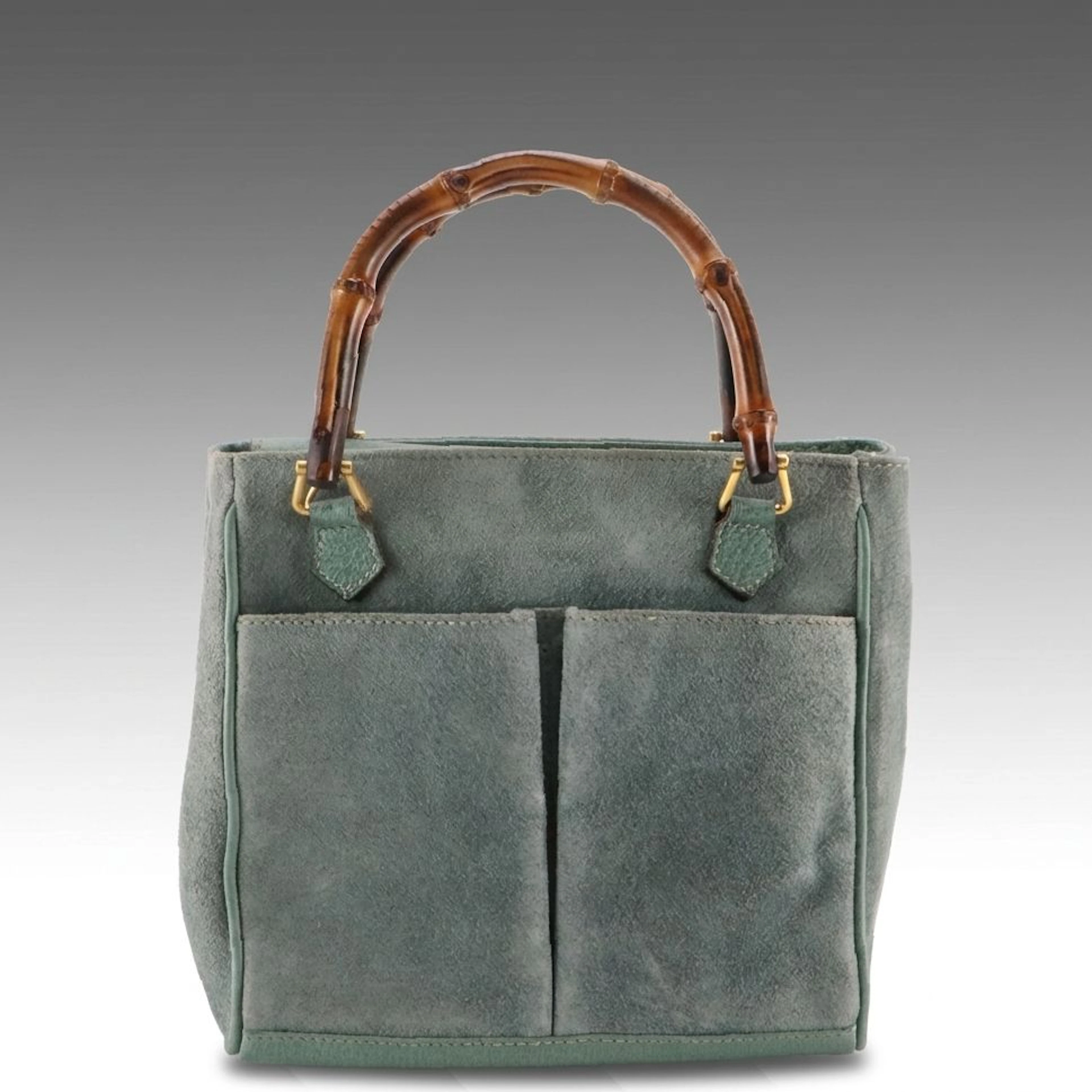 Gucci Bamboo Suede and Cinghiale Leather Small Handbag