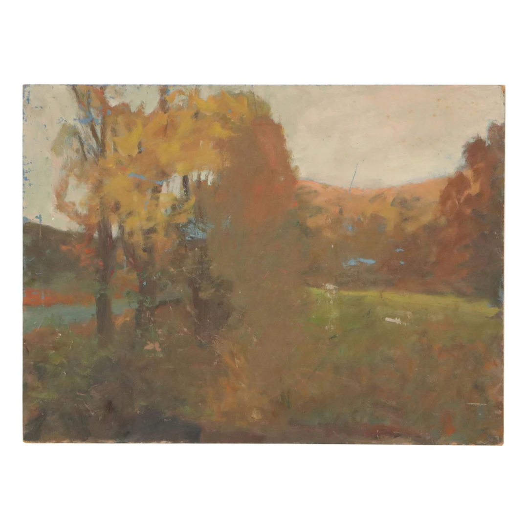 Bernard Lennon Autumnal New England Landscape Oil Painting
