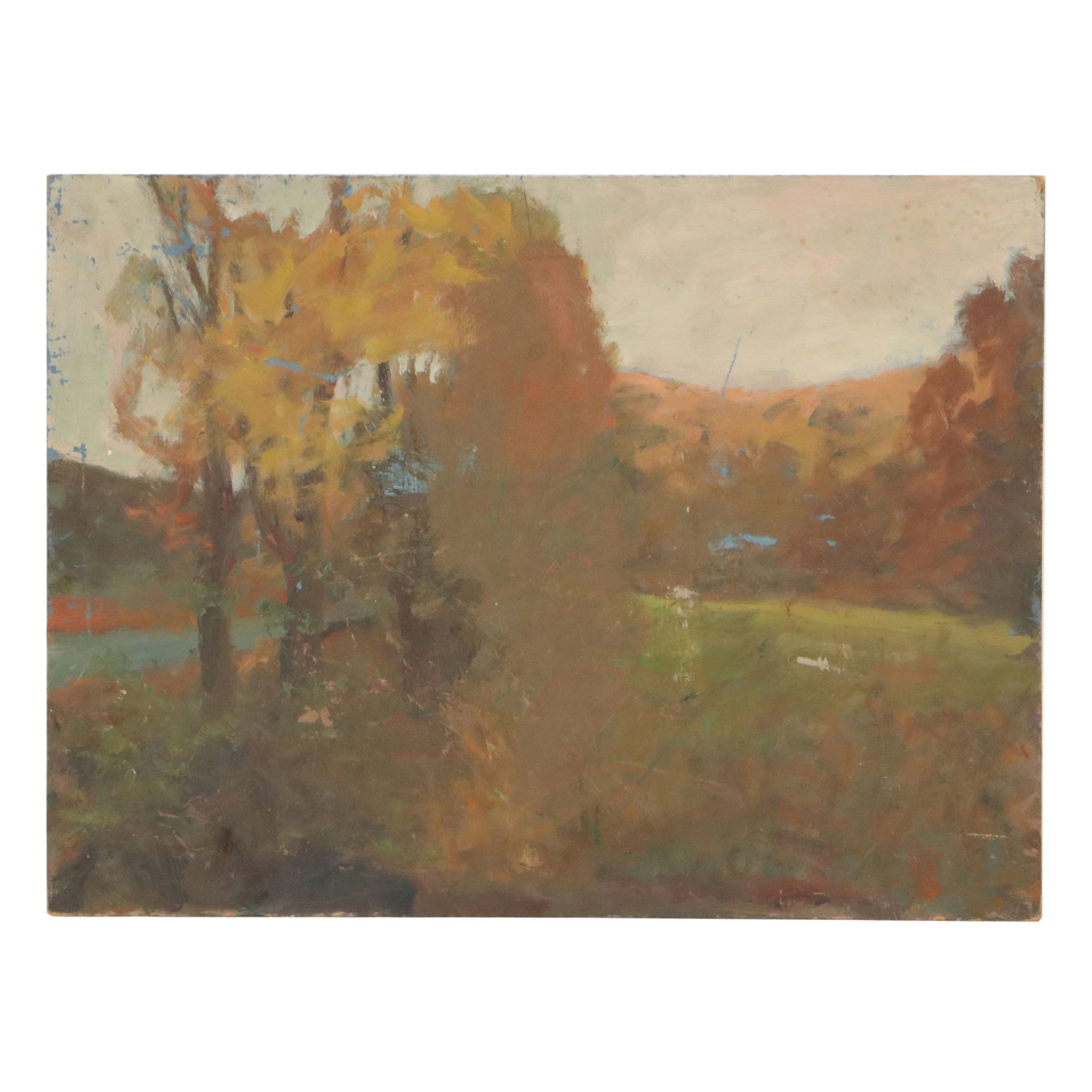 Bernard Lennon Autumnal New England Landscape Oil Painting