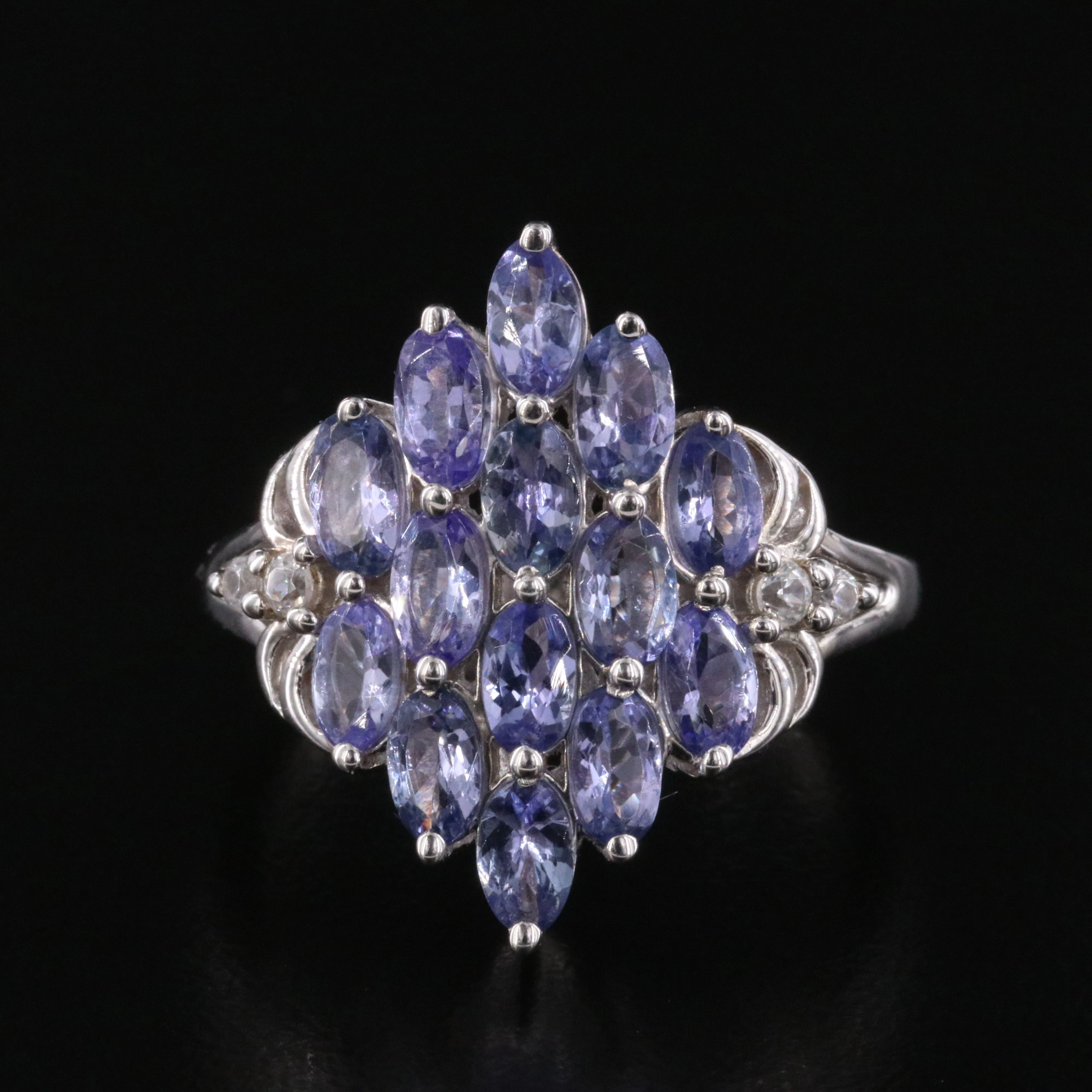 Sterling Tanzanite Ring with White Topaz Accents