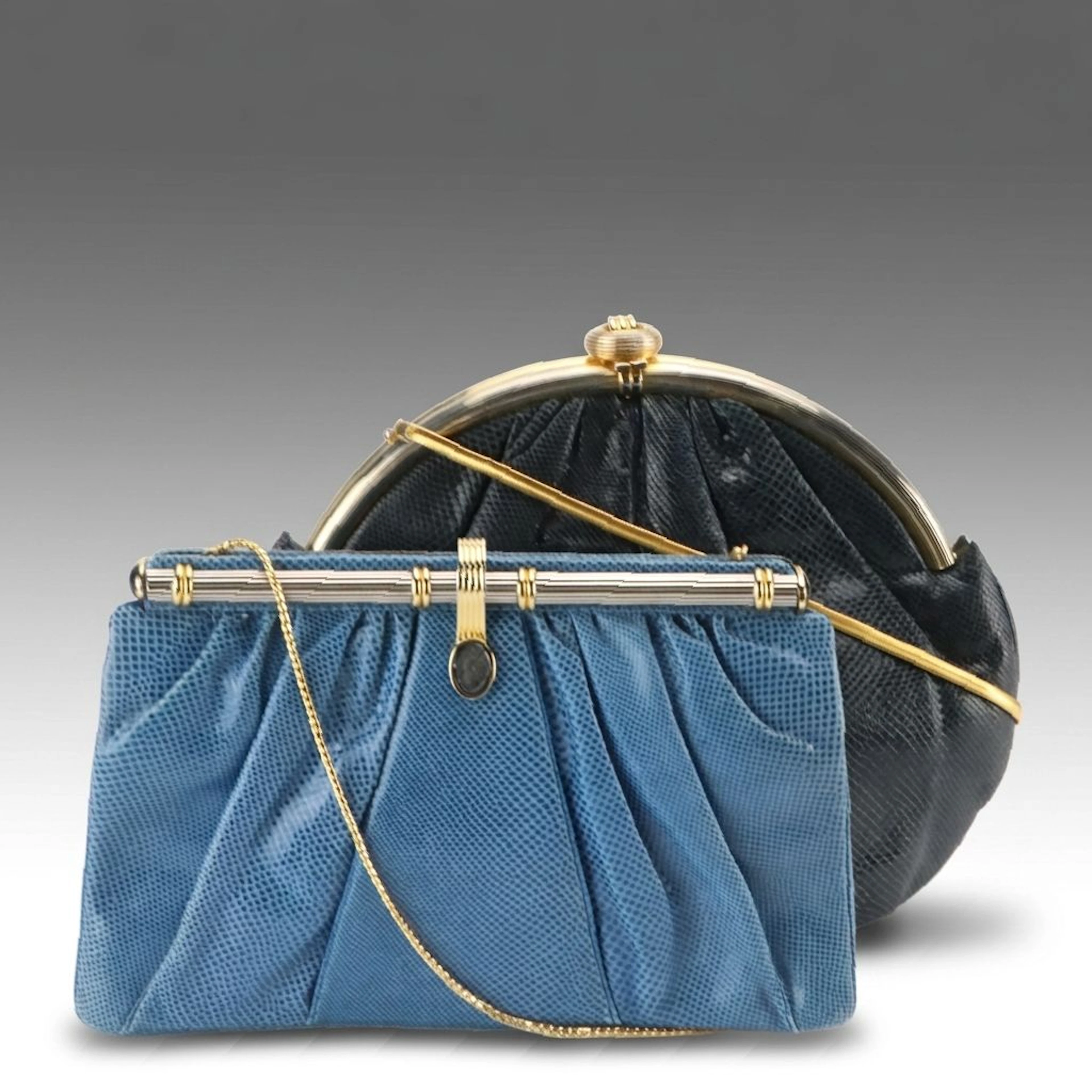 Judith Leiber Dyed Lizard Skin Clutch/Shoulder Bags, Vintage