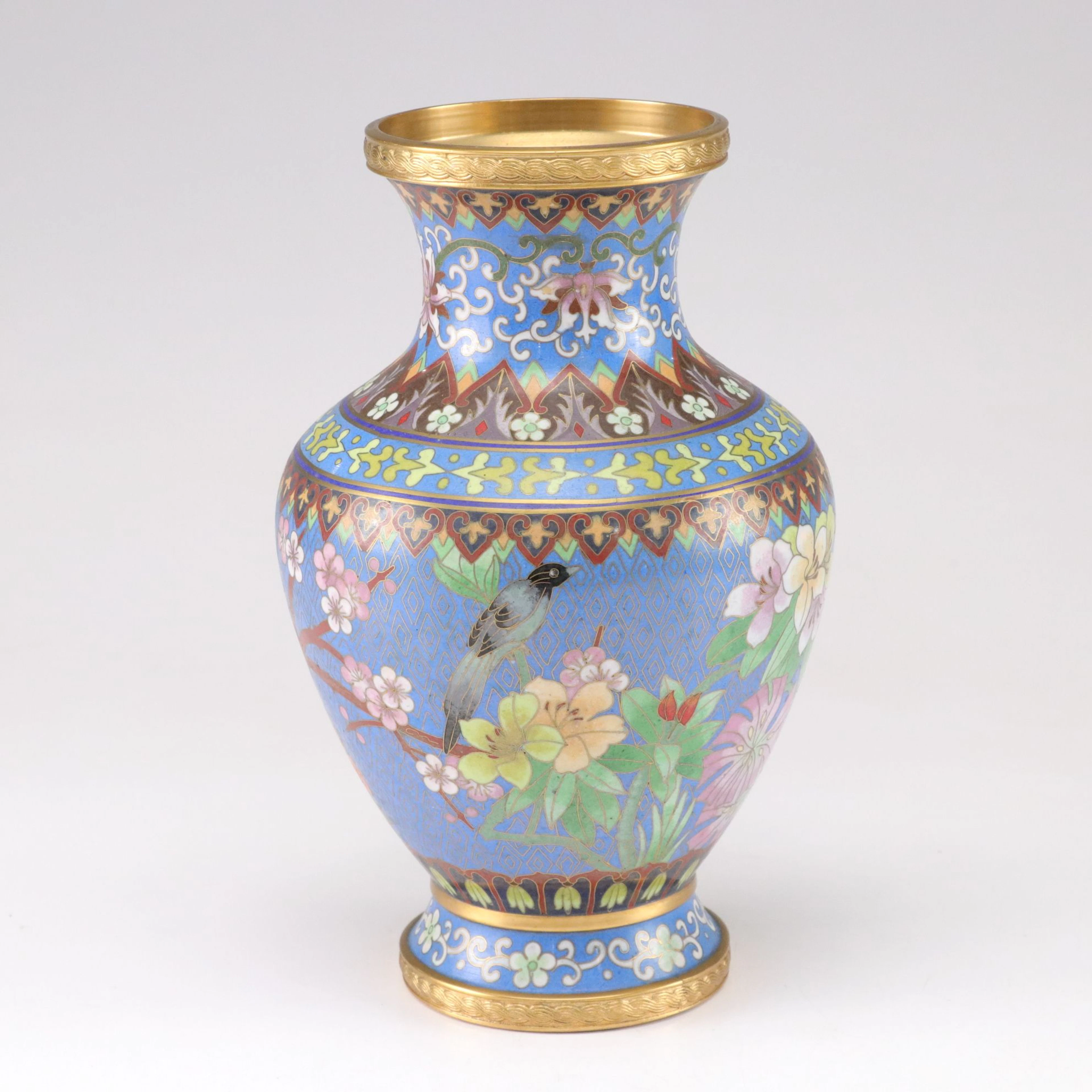 Chinese Cloisonné Enamel on Brass Vase