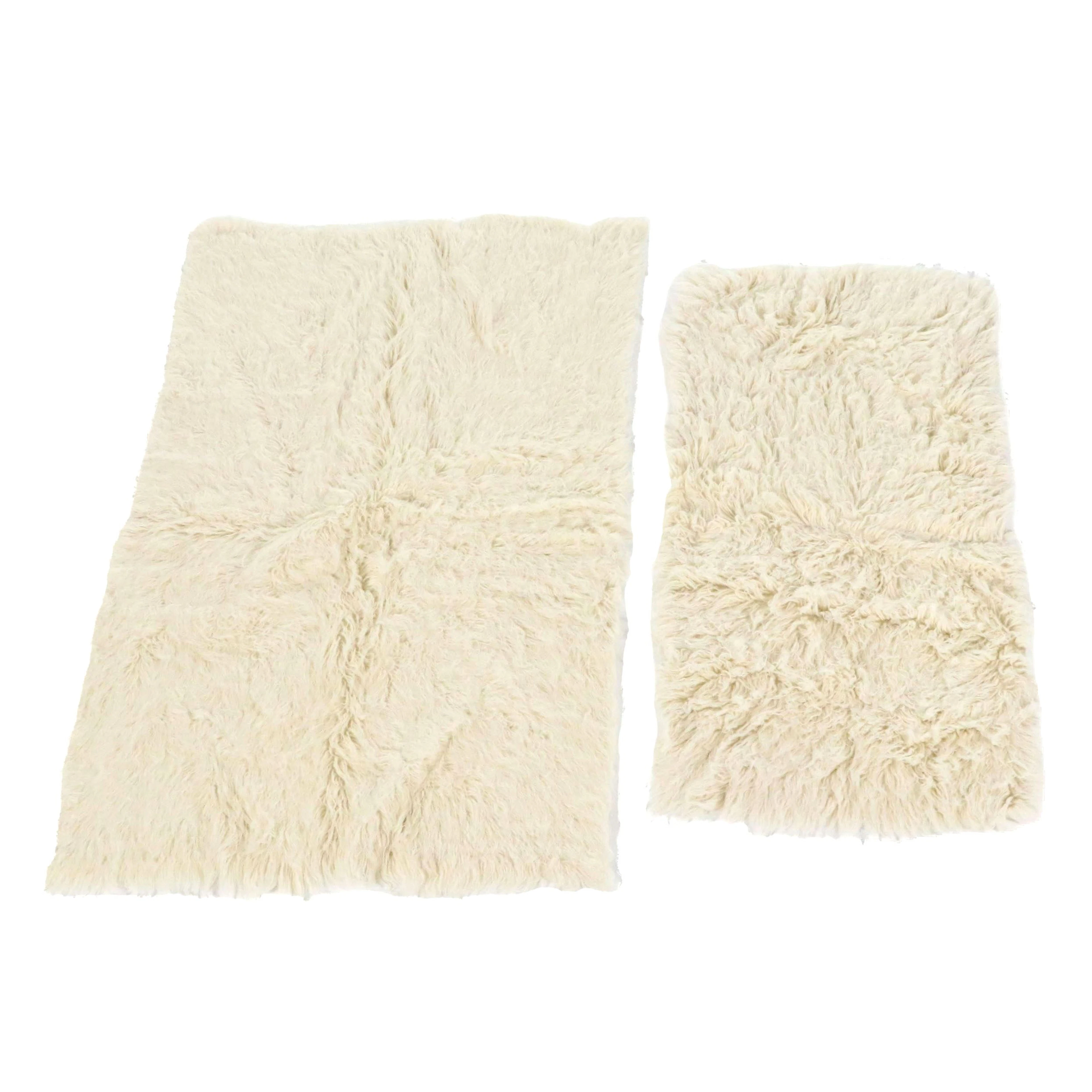 3'10 x 5'10 Handwoven Greek Gagalis Flokati Area Rug with Accent Rug