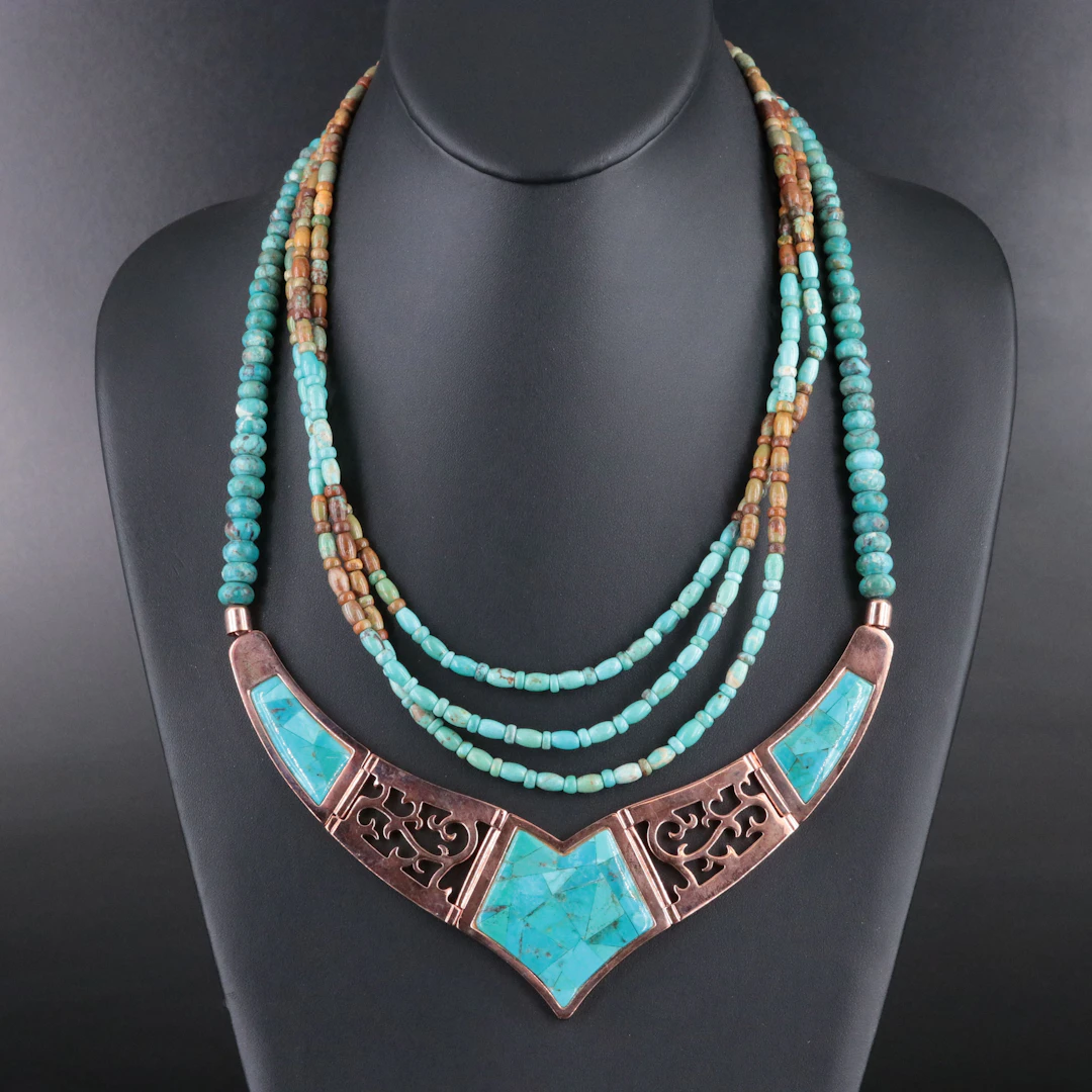 Desert Rose Trading Sterling Turquoise and Copper Necklaces