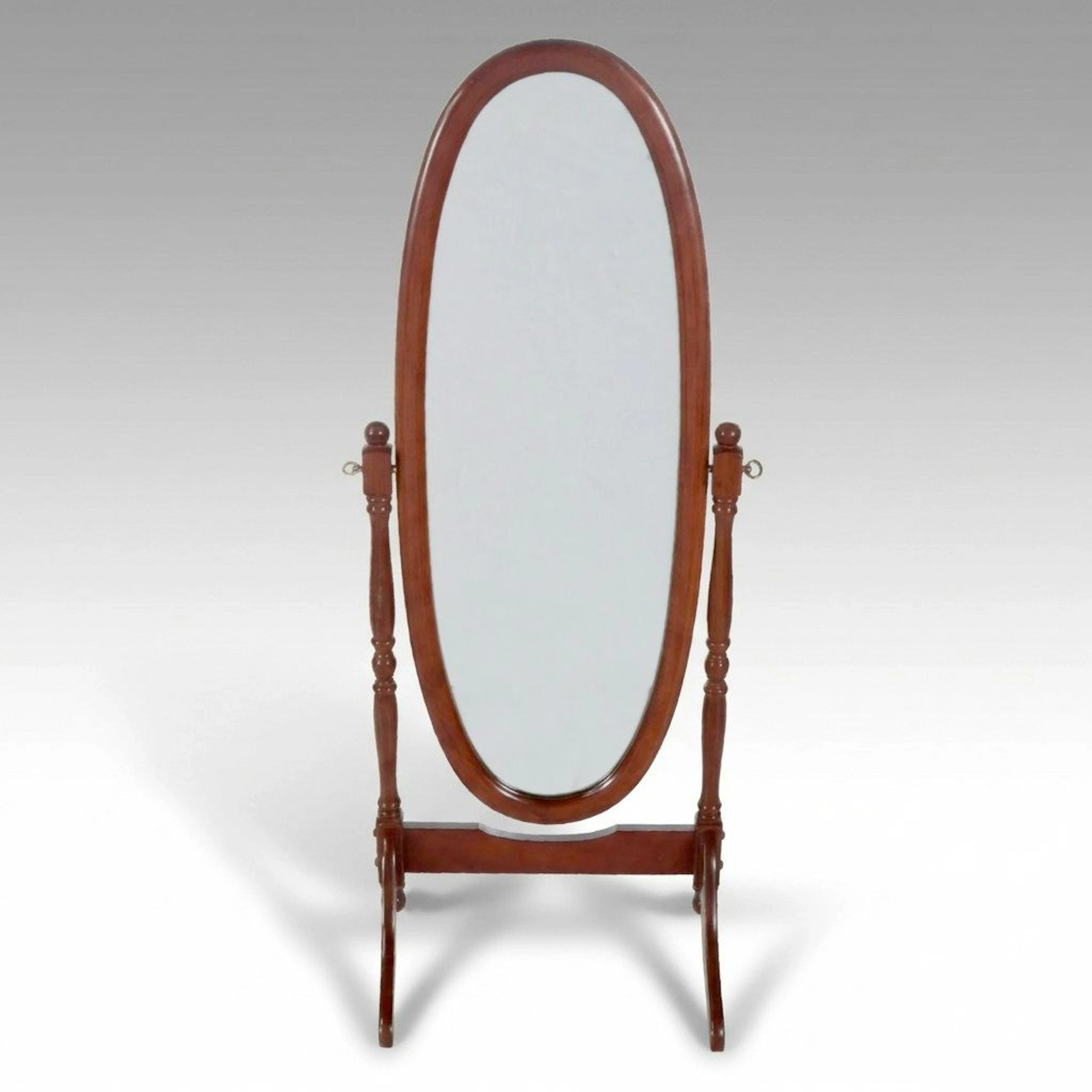 Traditional Cherry Finished Swivel Cheval Floor Mirror, Late 20th Century