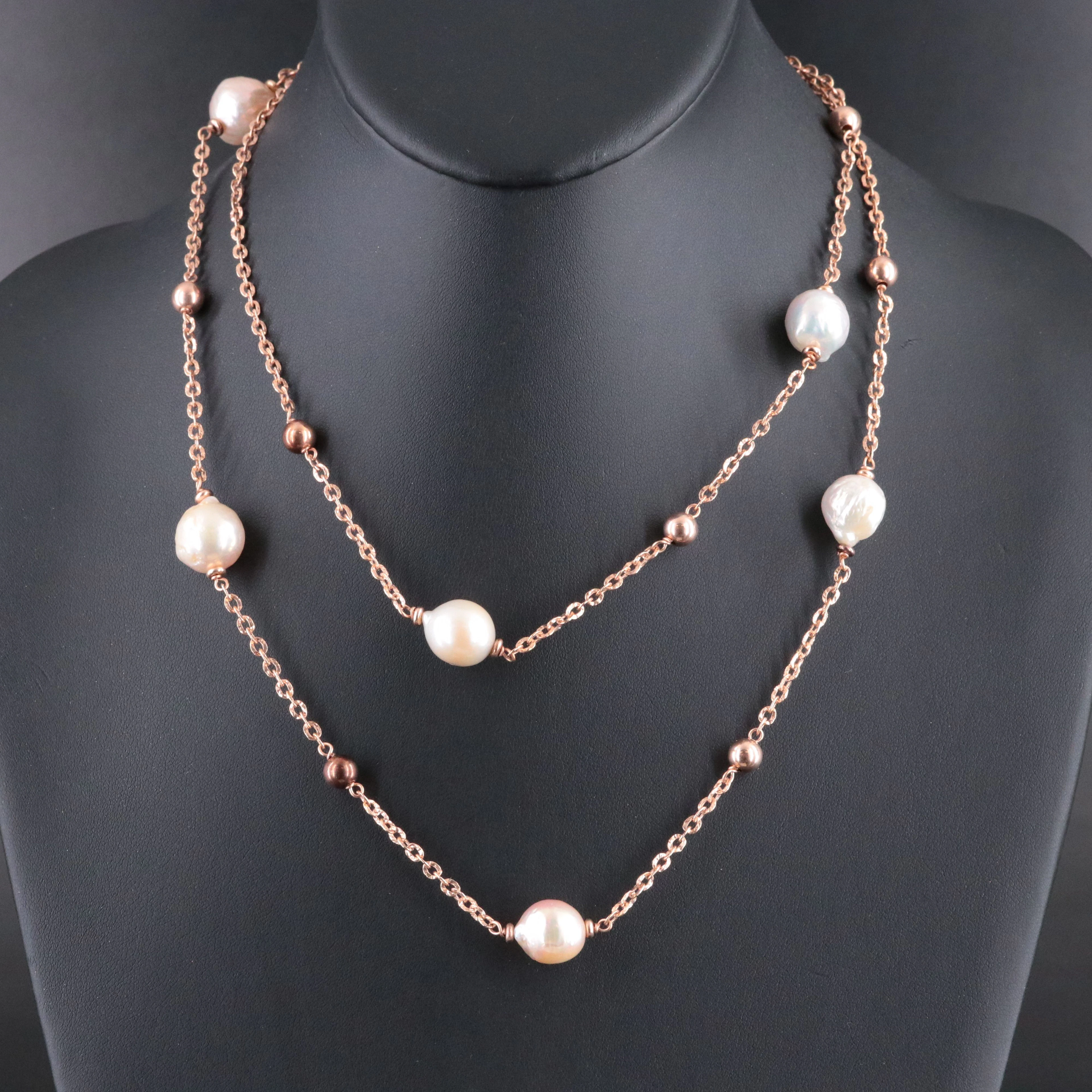 Honora Bronze Pearl Station Necklace
