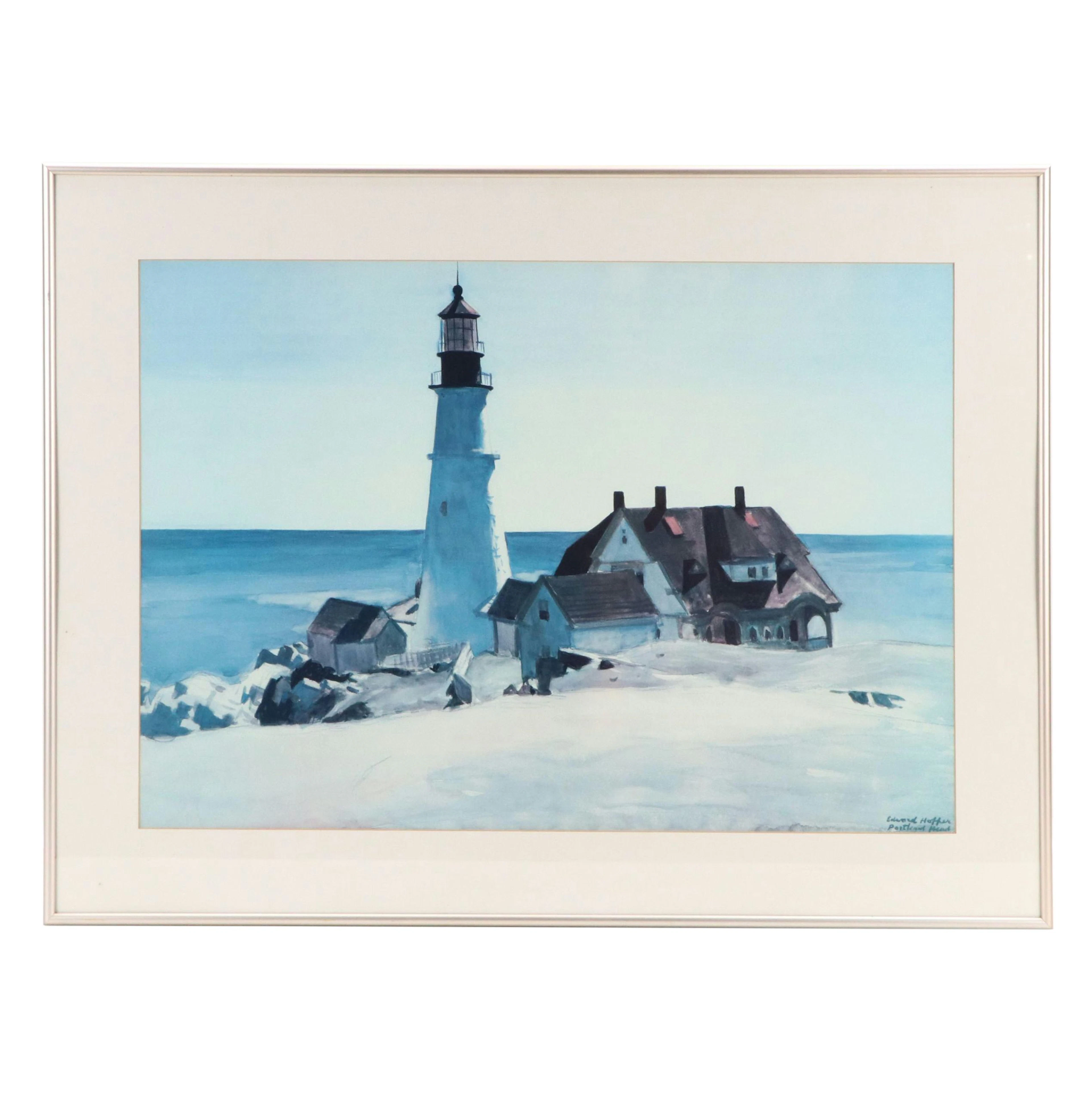 Offset Lithograph After Edward Hopper "Portland Head"