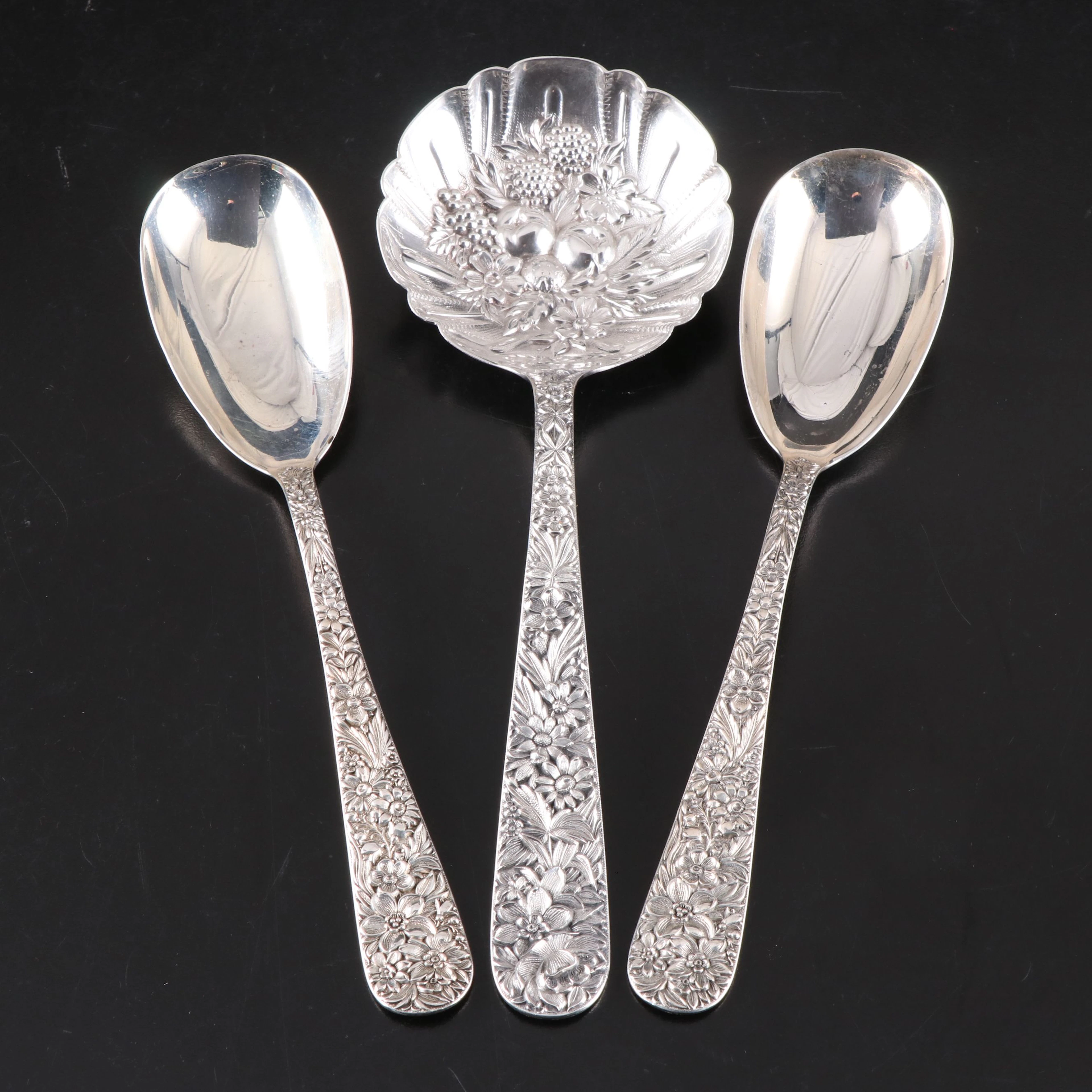 Kirk Stieff "Repoussé" Sterling Silver Serving Spoons