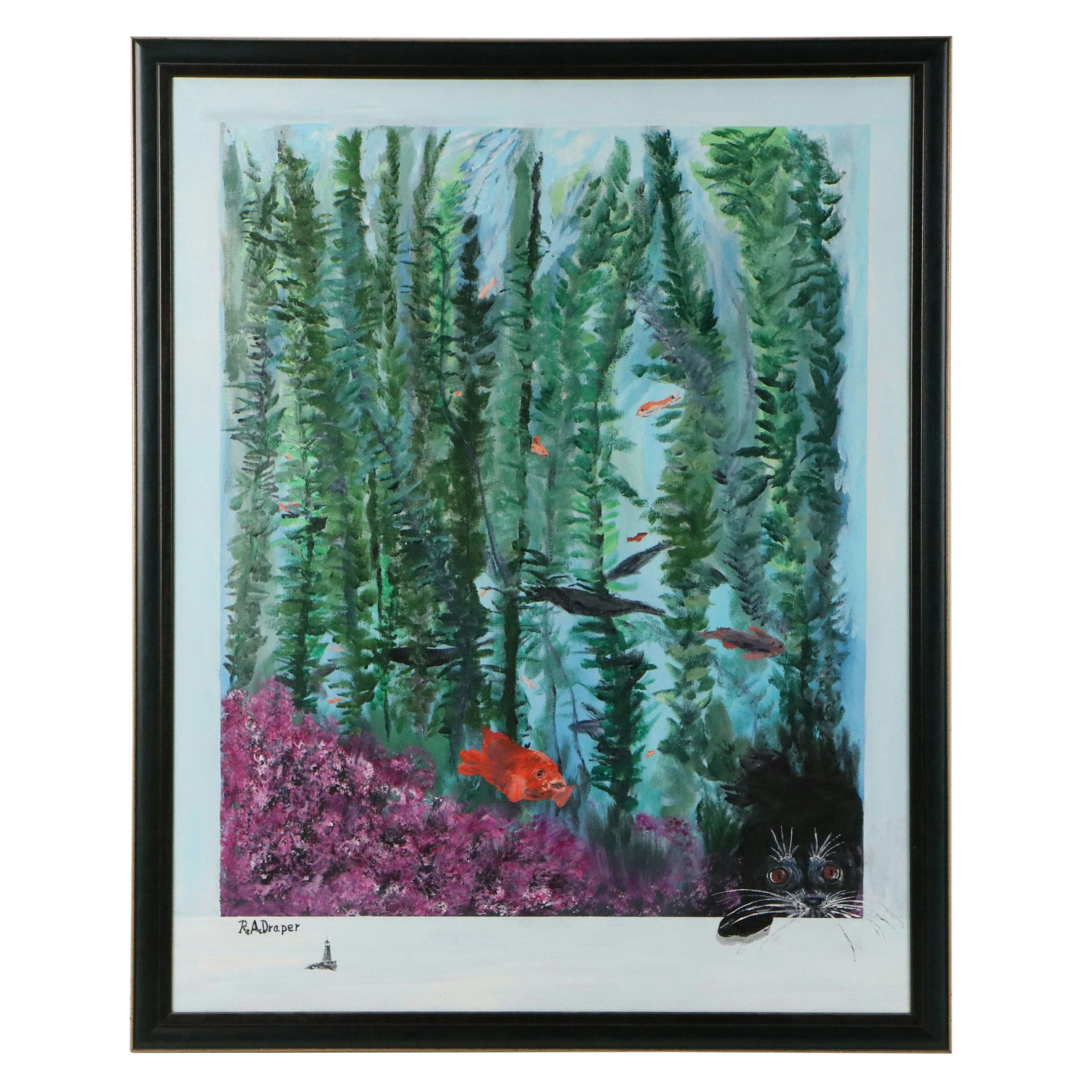 Robert A. Draper Marine Acrylic Painting "Underwater Forest"