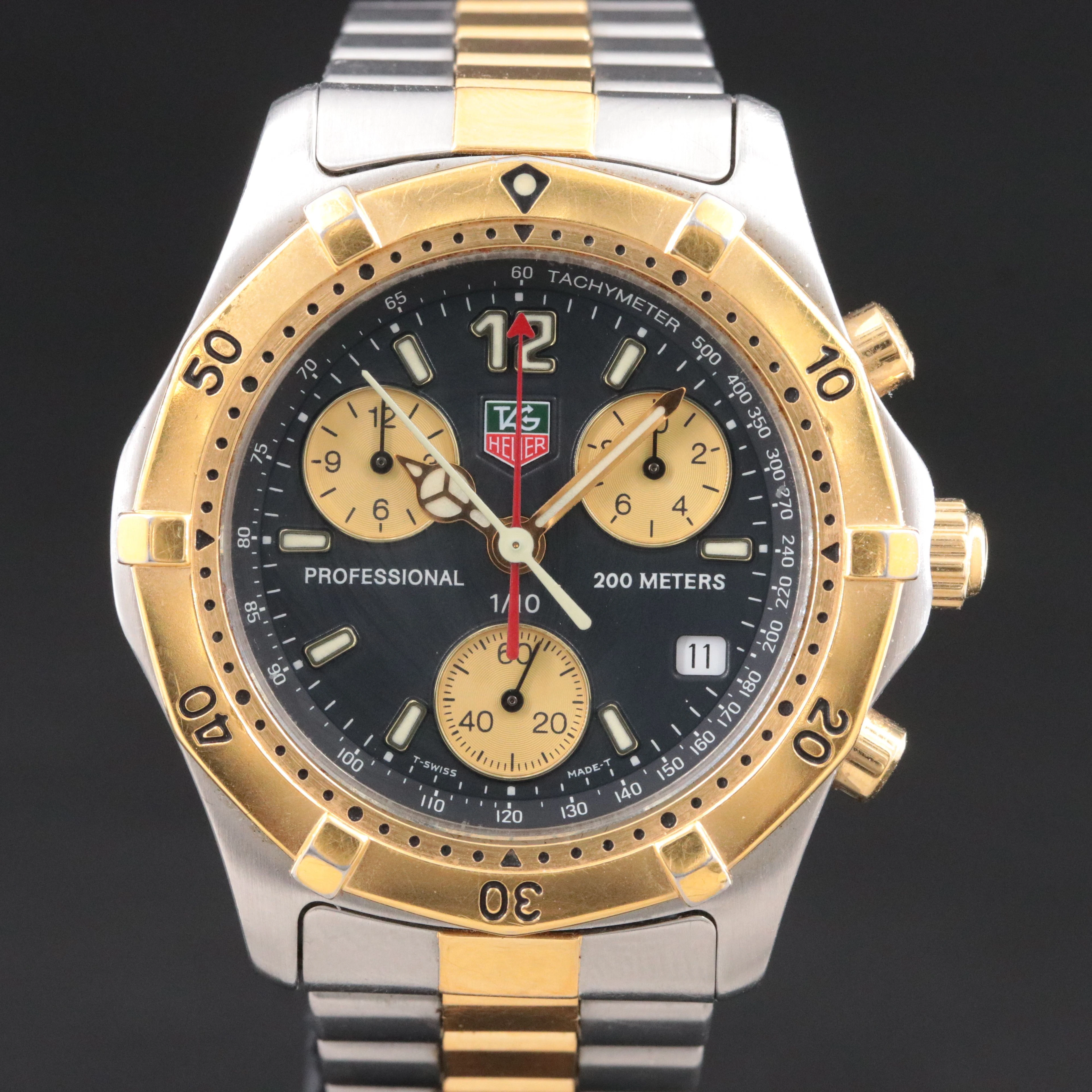 TAG Heuer Two Tone Chronograph 200m Quartz Watch Model CK1120