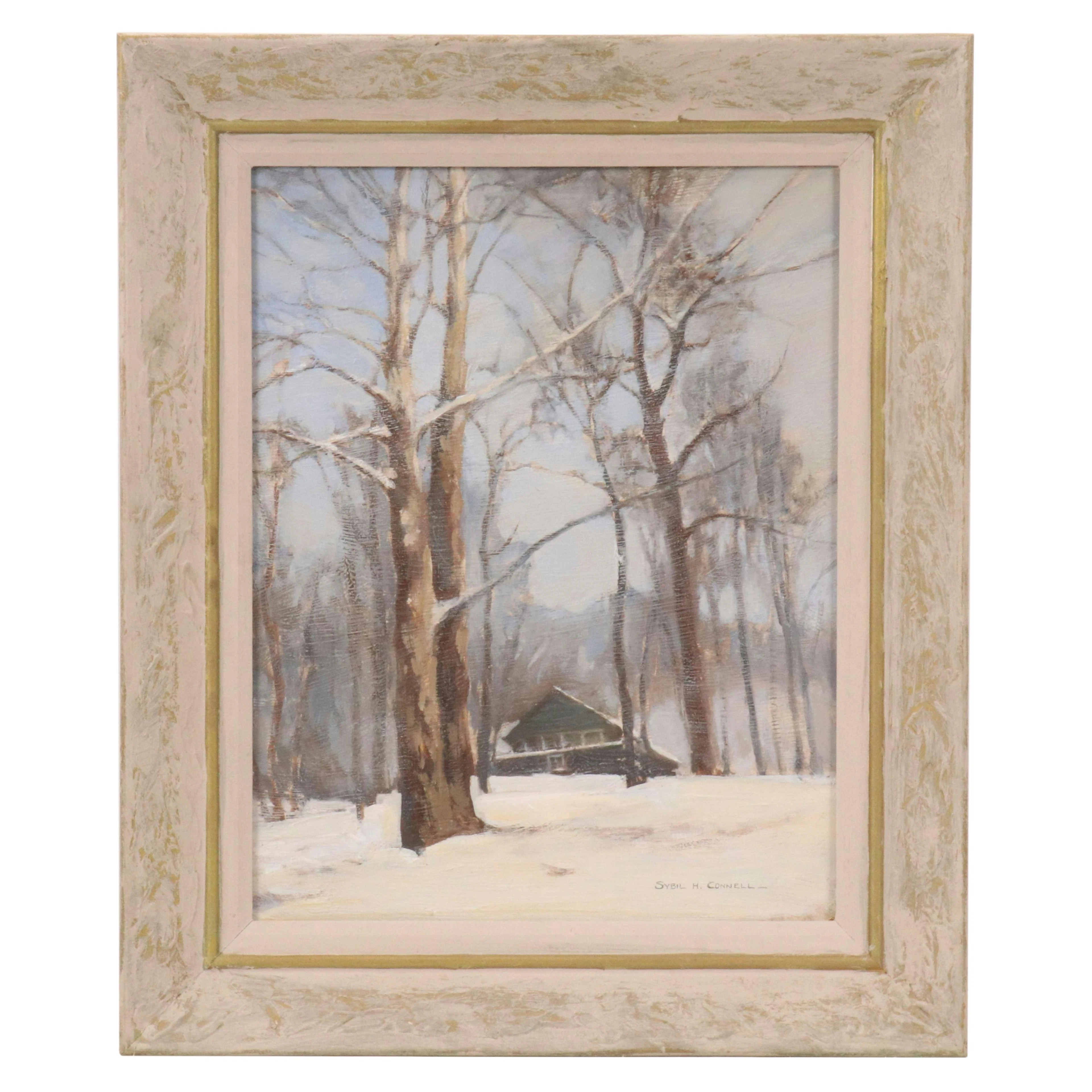 Sybil Hunt Connell Winter Landscape Oil Painting "The Old Wells House"