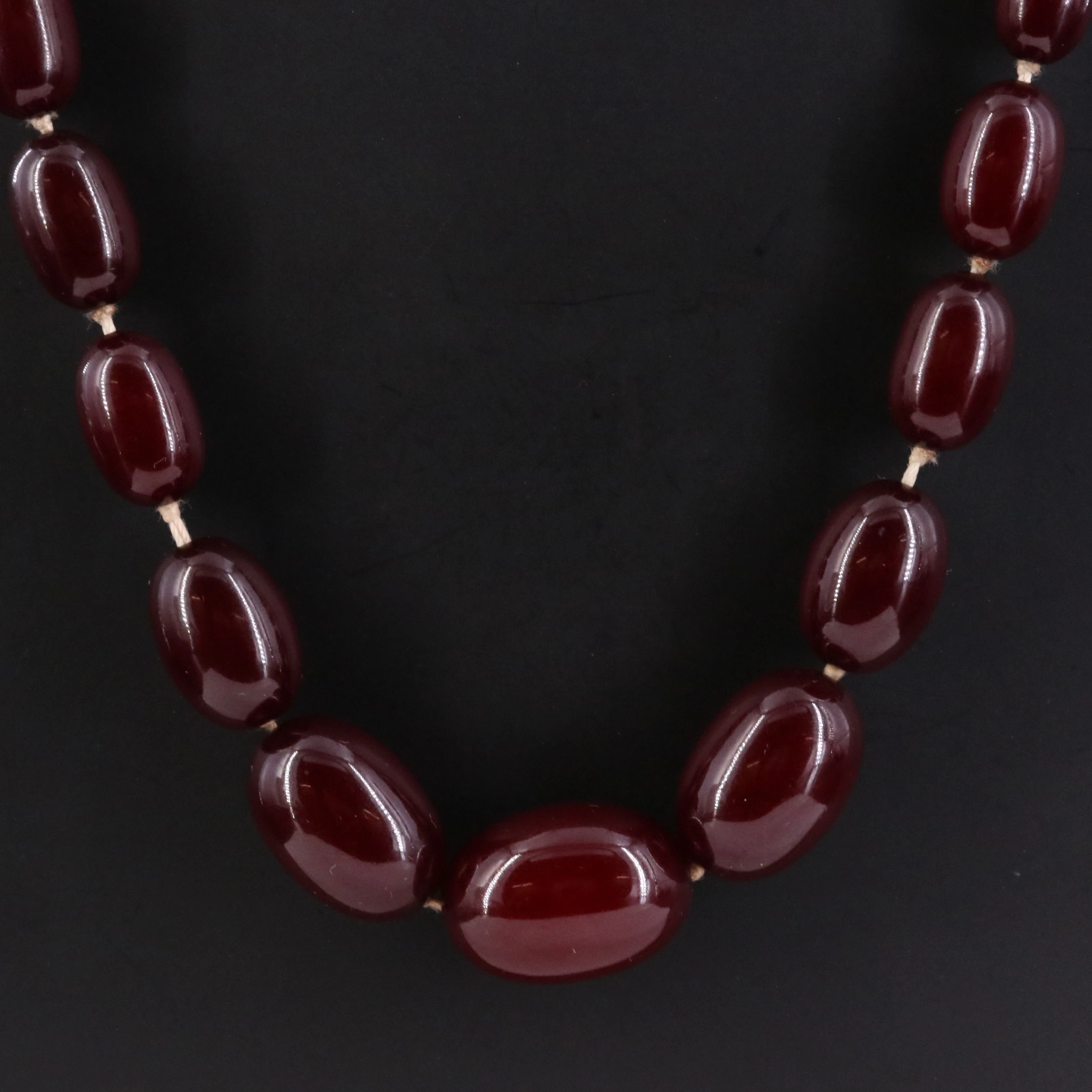 Graduated Cherry Bakelite Necklace with 14K Clasp