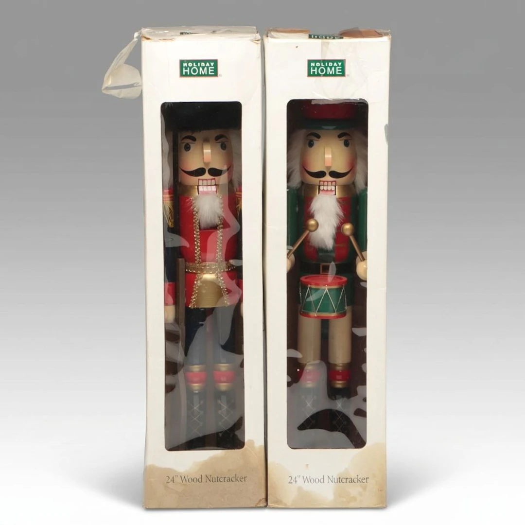Pair of Holiday Home Wood Nutcrackers
