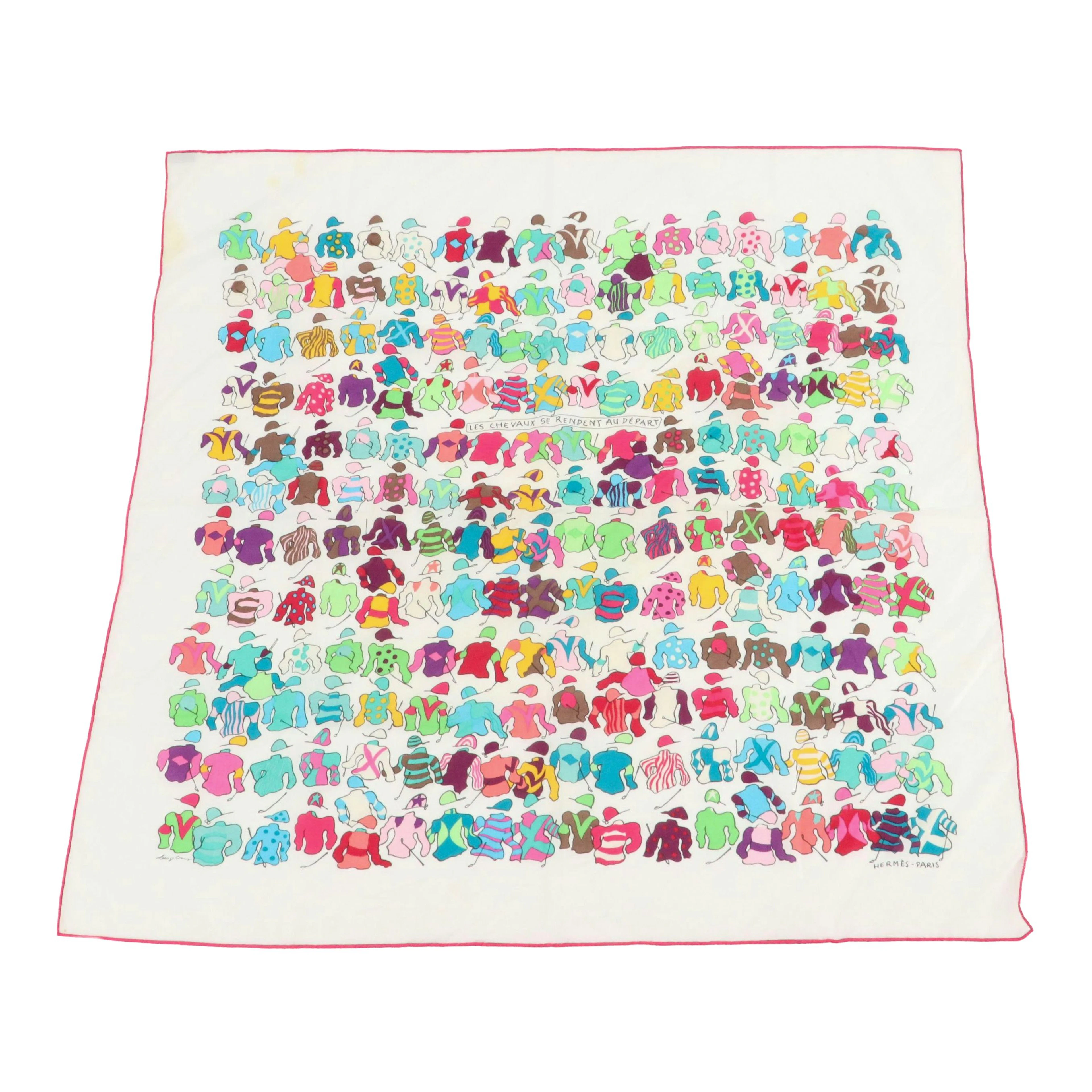 Hermès "Les Chevaux Se Rendent Au Départ" Scarf 70 in Cotton