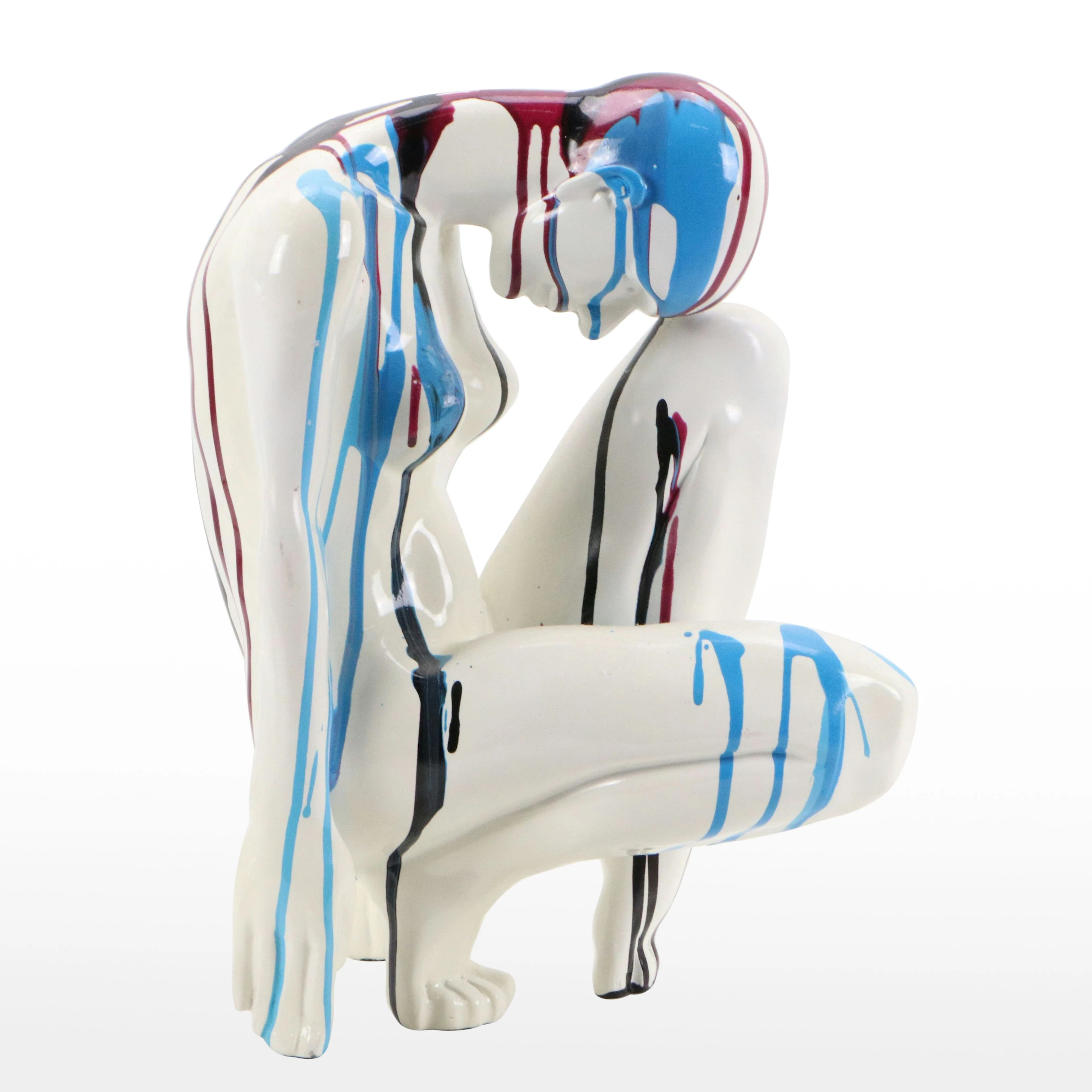 Painted Resin Nude Sculpture "Mystery Girl," 21st Century