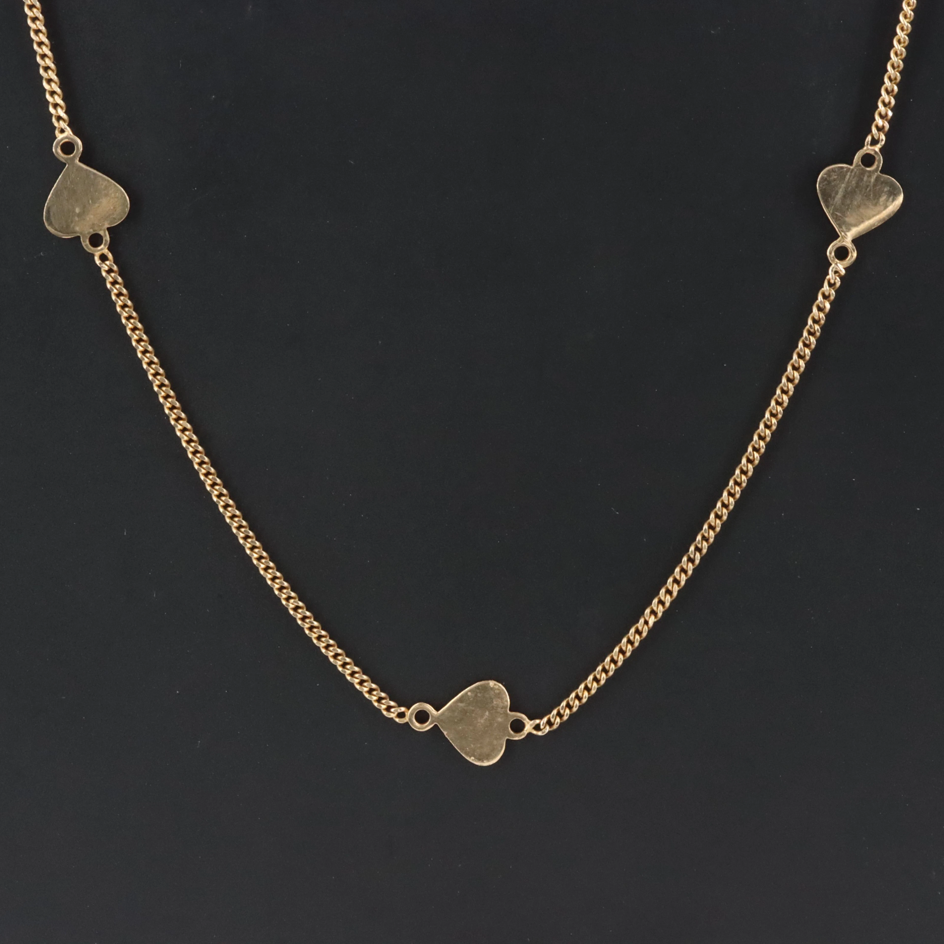 14K Heart Station Necklace