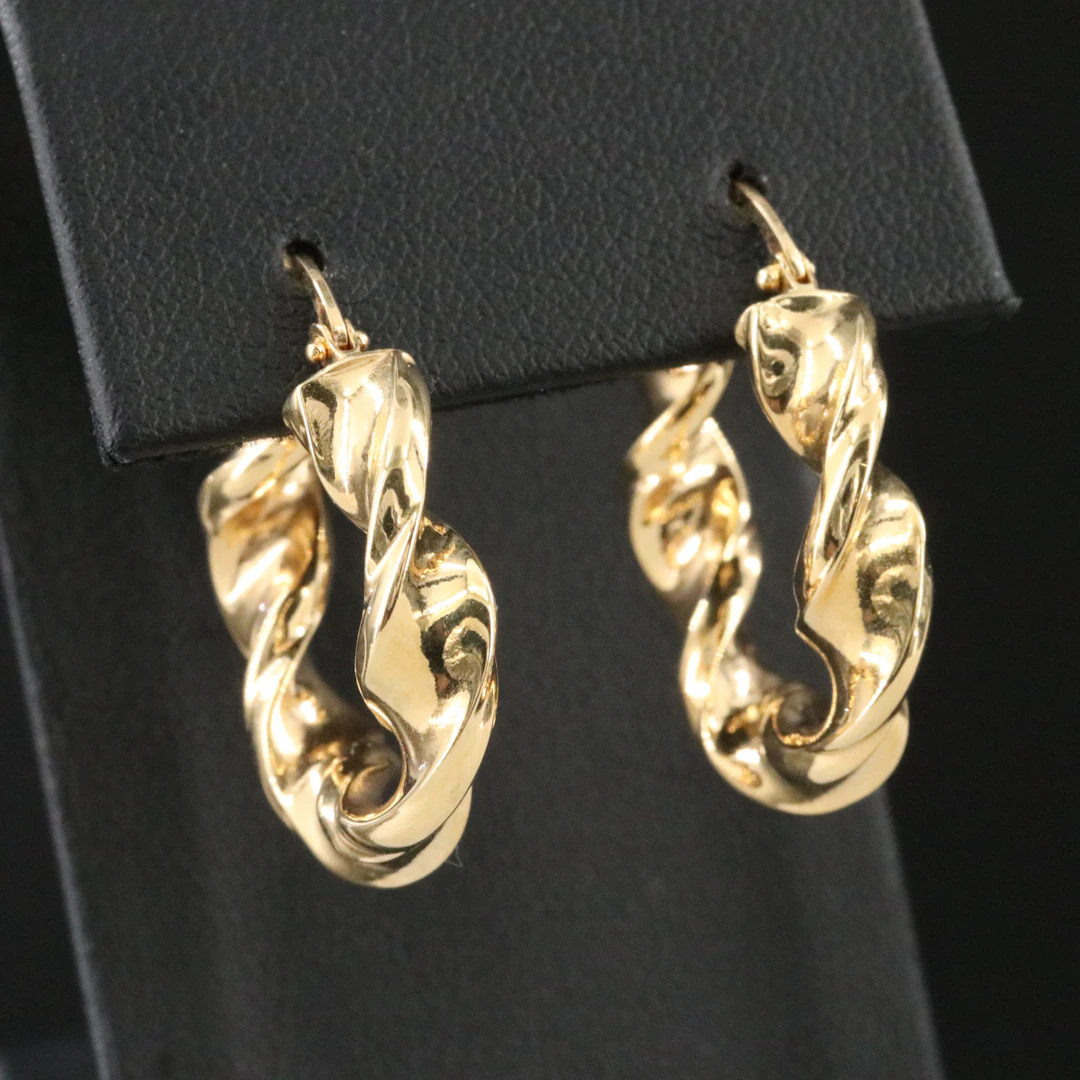 18K Twisted Hoop Earrings