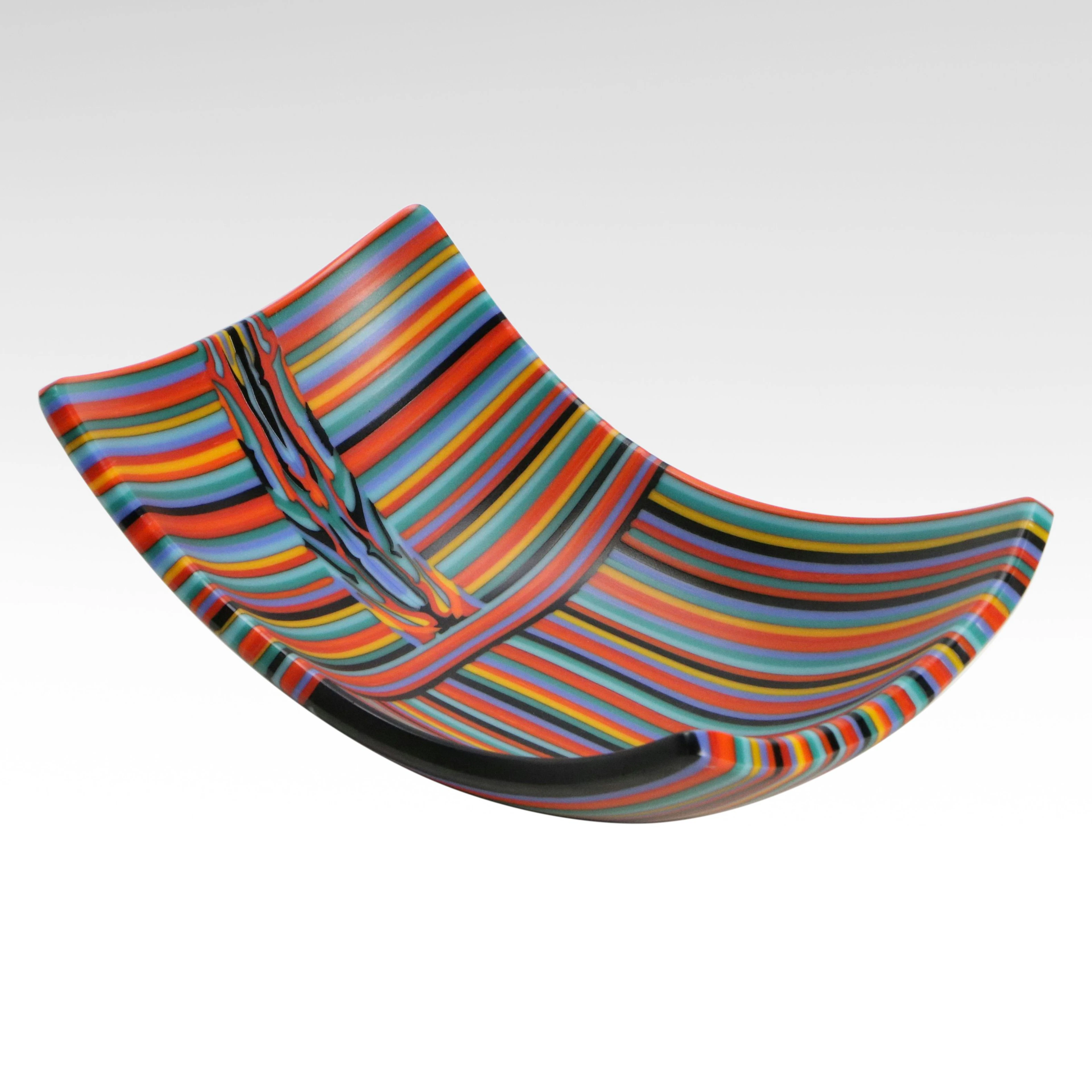 Lydia Piper "Carnival" Kiln-Worked Fused Glass Bowl