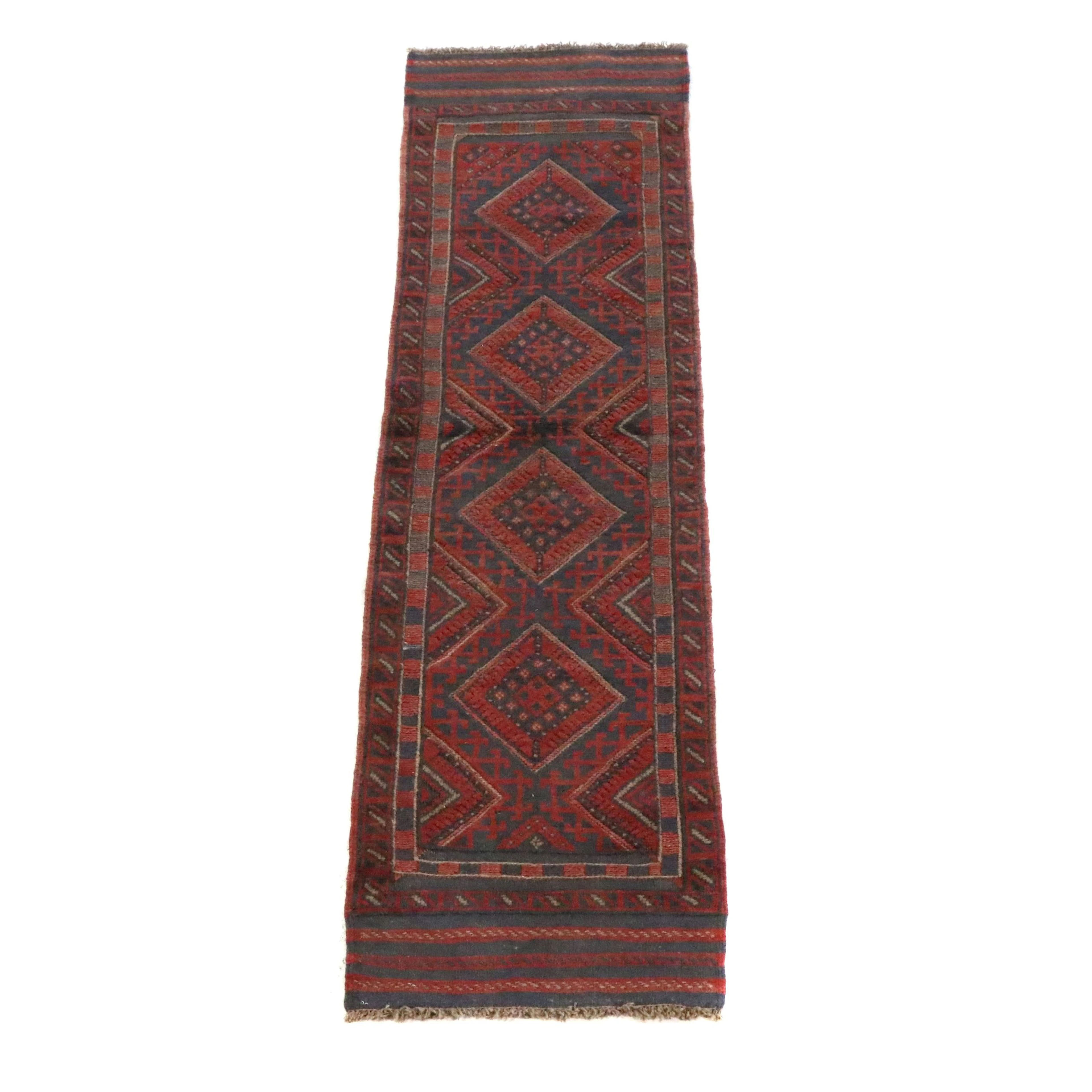 1'11 x 8' Handmade Afghan Mashwani Carpet Runner