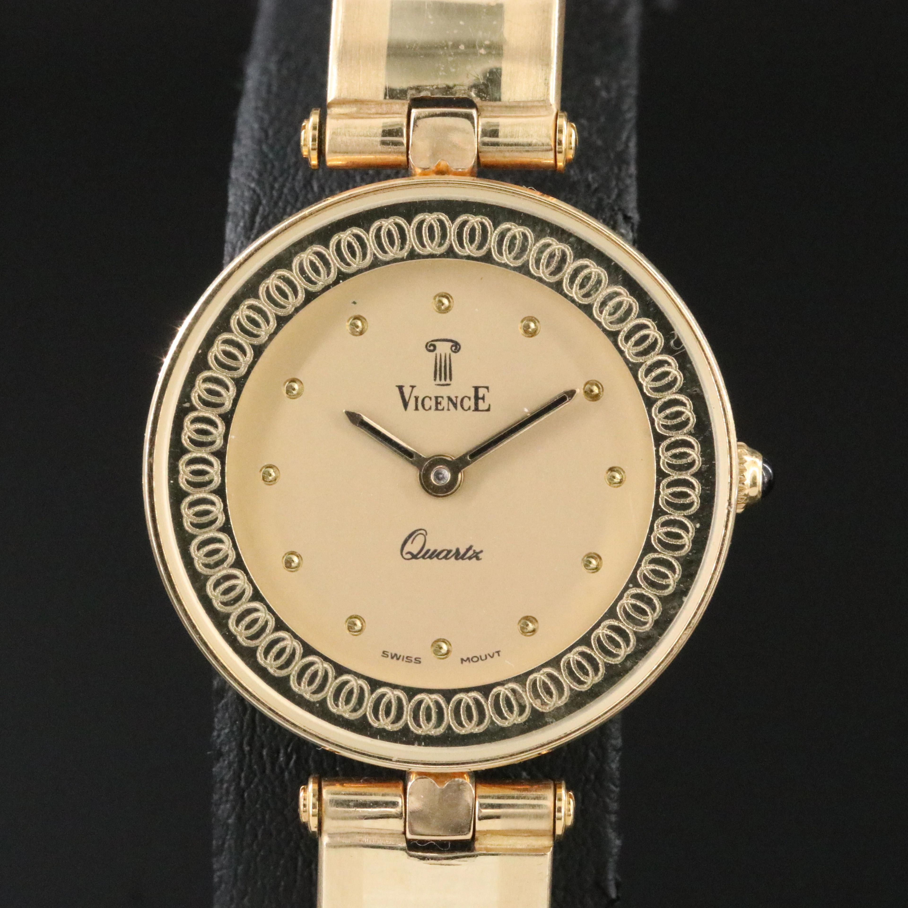 VicencE 14K Italy-Milor Swiss Quartz Bangle Watch