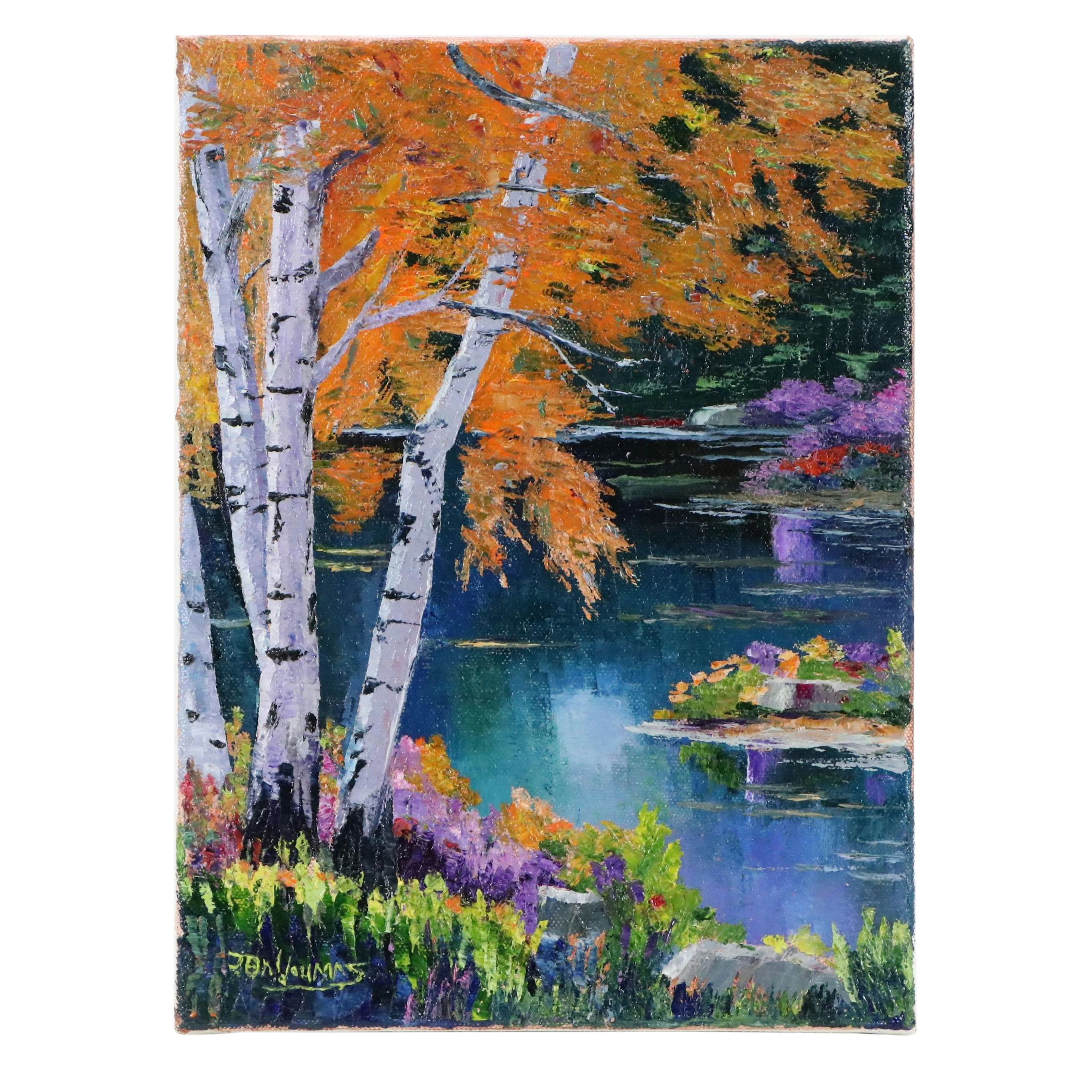 James Baldoumas Oil Painting "Autumn Pond," 2026