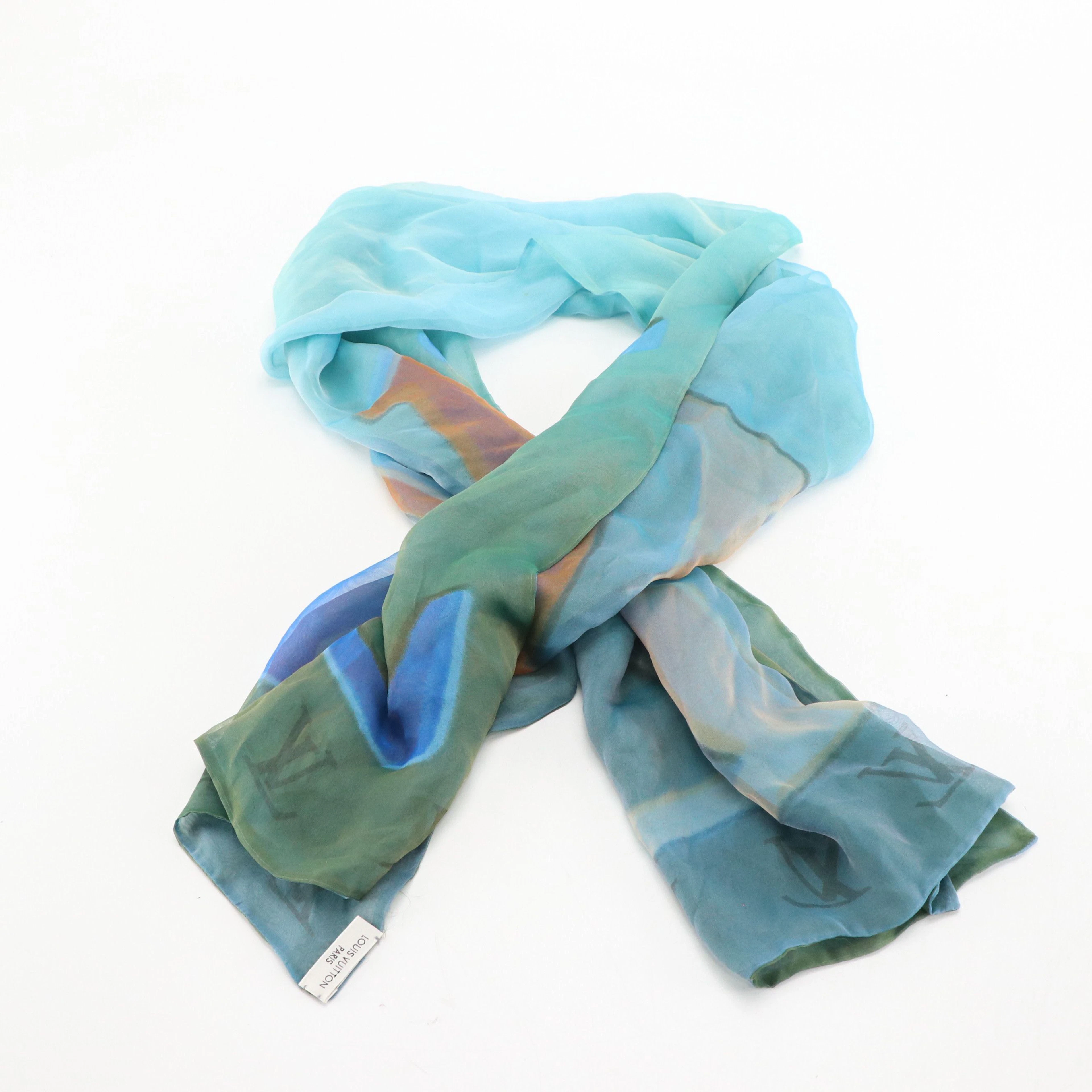 Louis Vuitton LV Multicolor Silk Chiffon Scarf