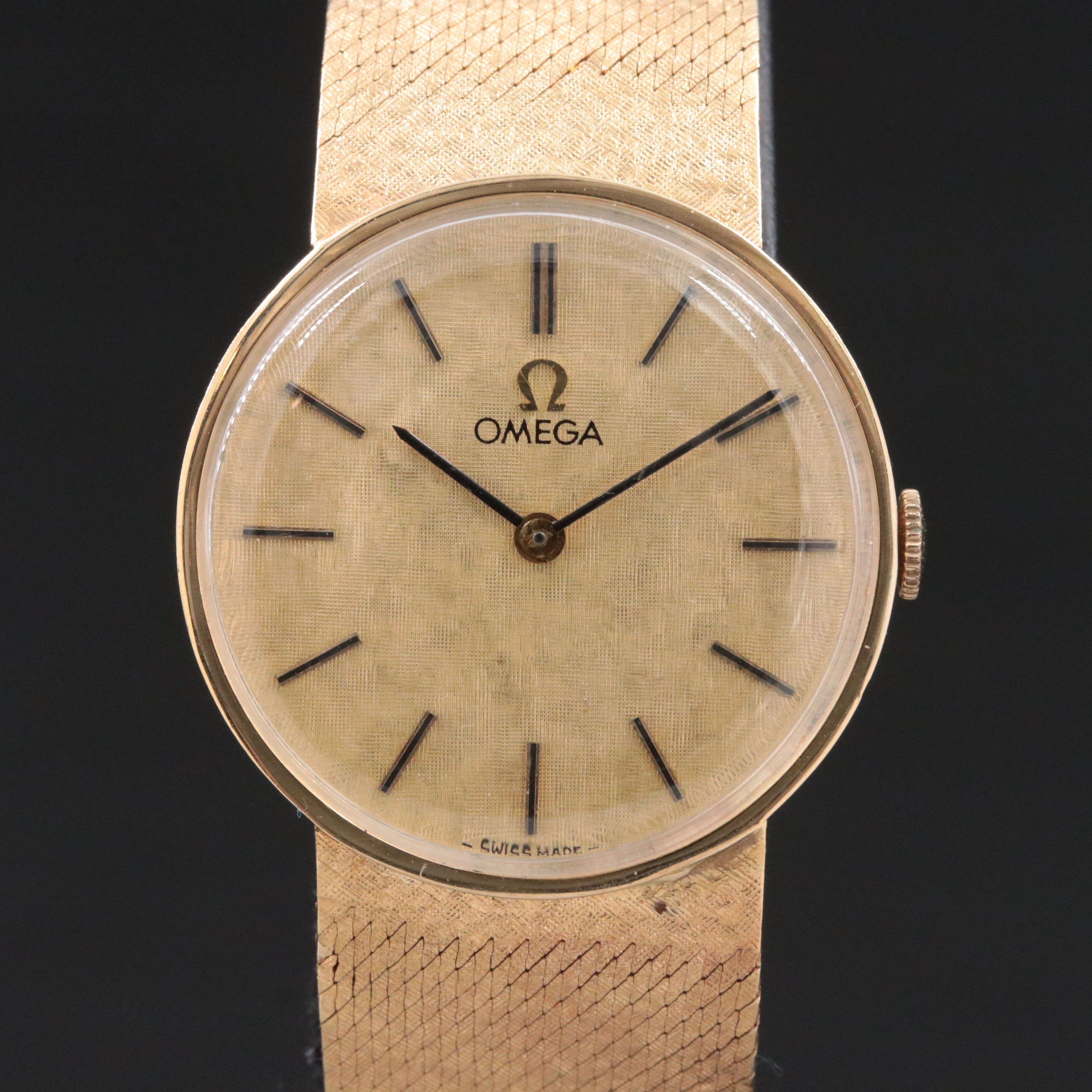 1975 - 1976 Omega 14K Gold Stem Wind Dress Watch