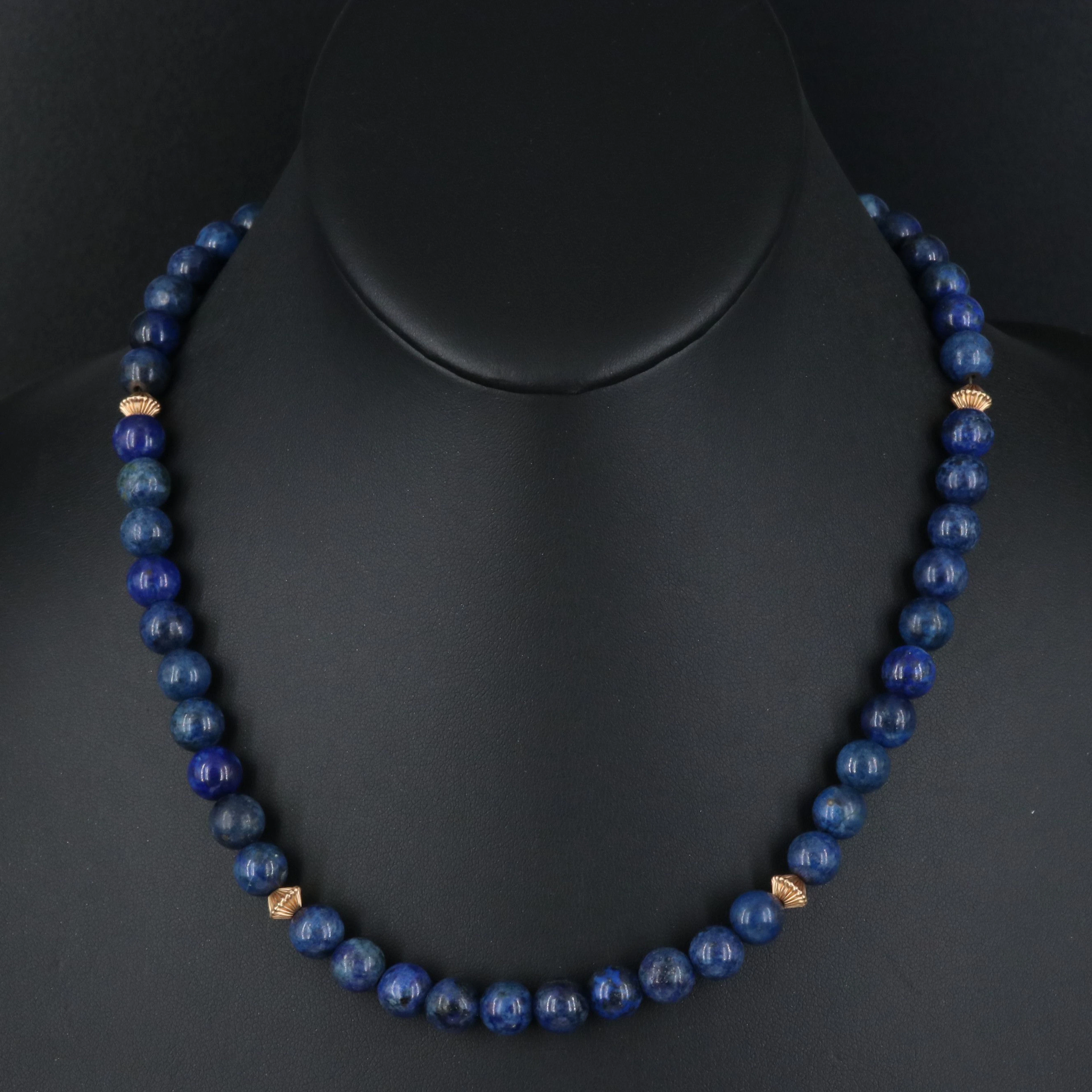 Lapis Lazuli Necklace with 14K Accents and Clasp