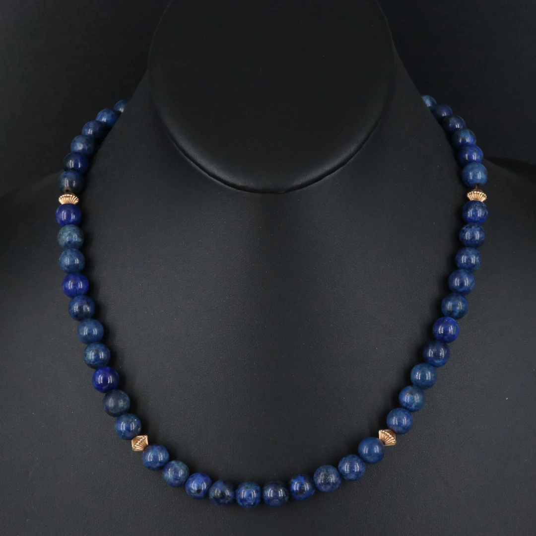 Lapis Lazuli Necklace with 14K Accents and Clasp