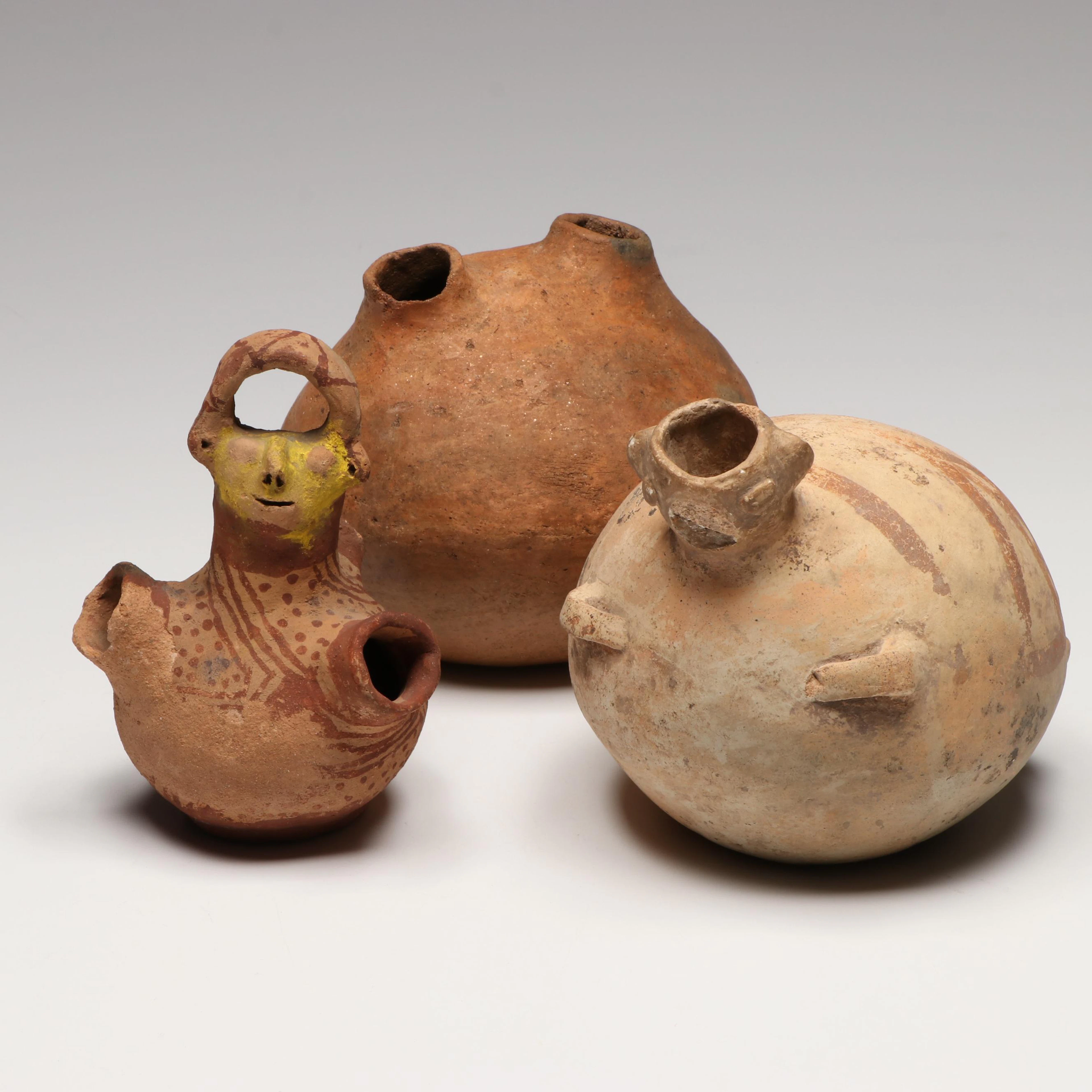 Pre-Columbian Style Ceramic Effigy Vessels and Jar
