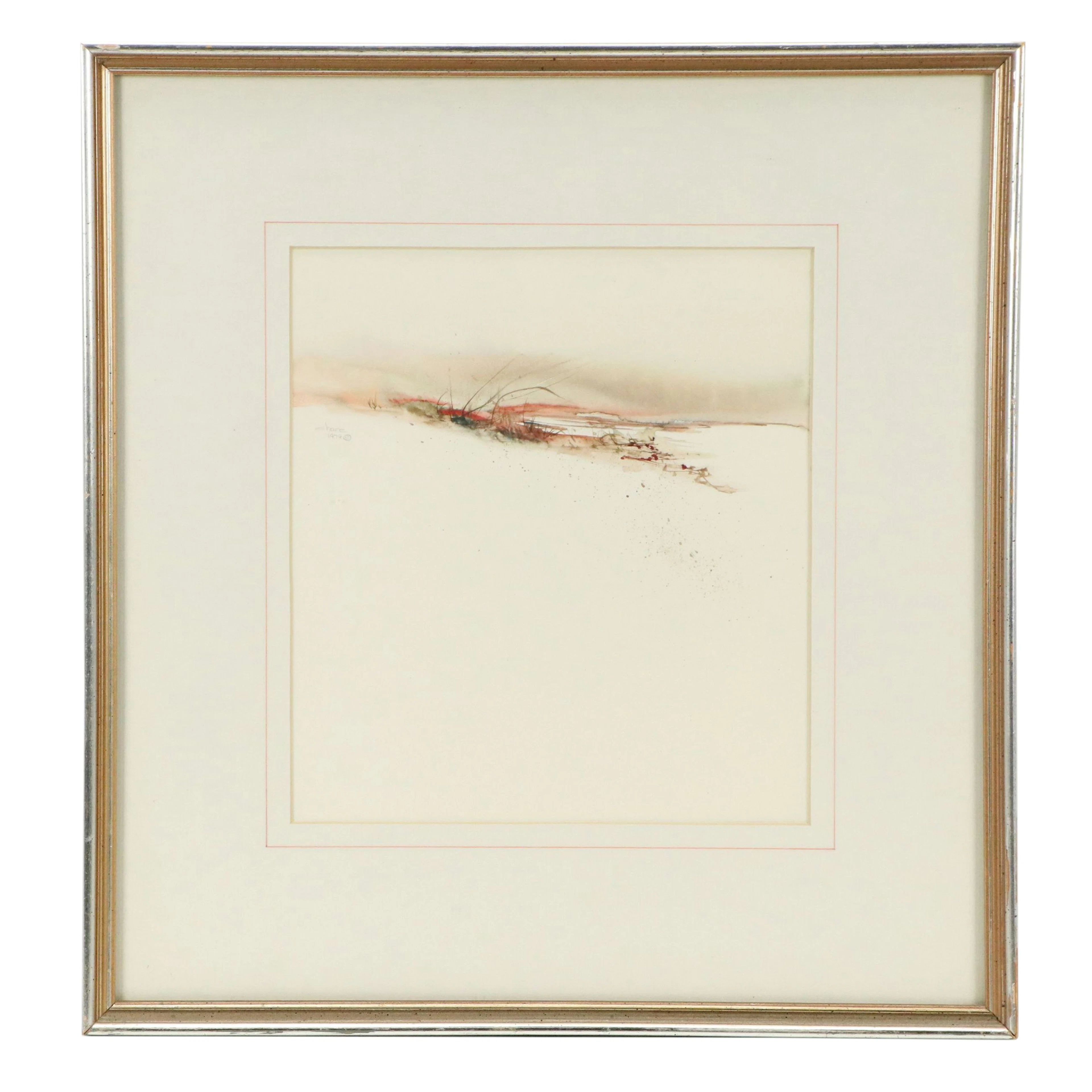 Ehare Minimalist Watercolor Painting of Sand Dunes, 1979