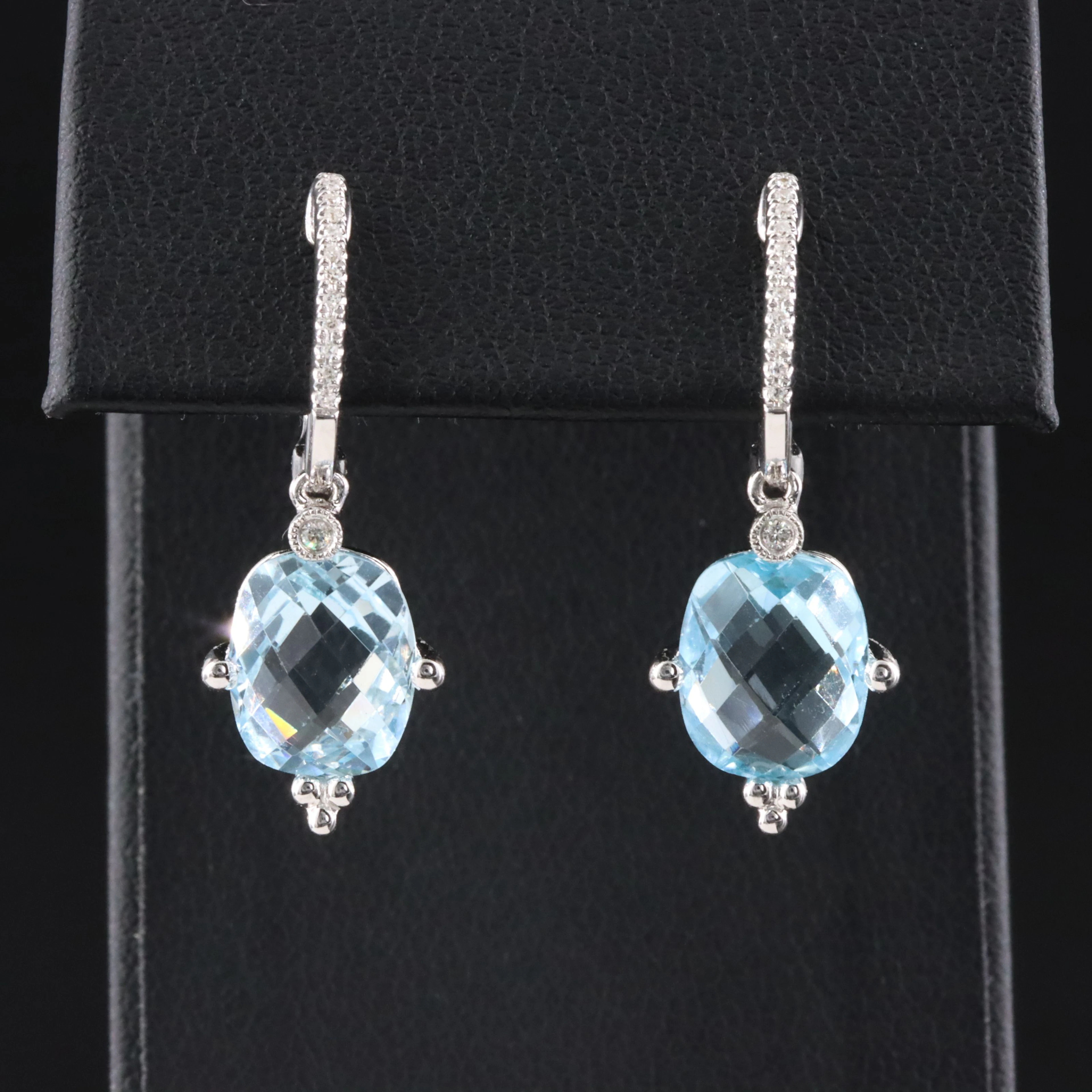14K Sky Blue Topaz and Diamond Pendant Earrings
