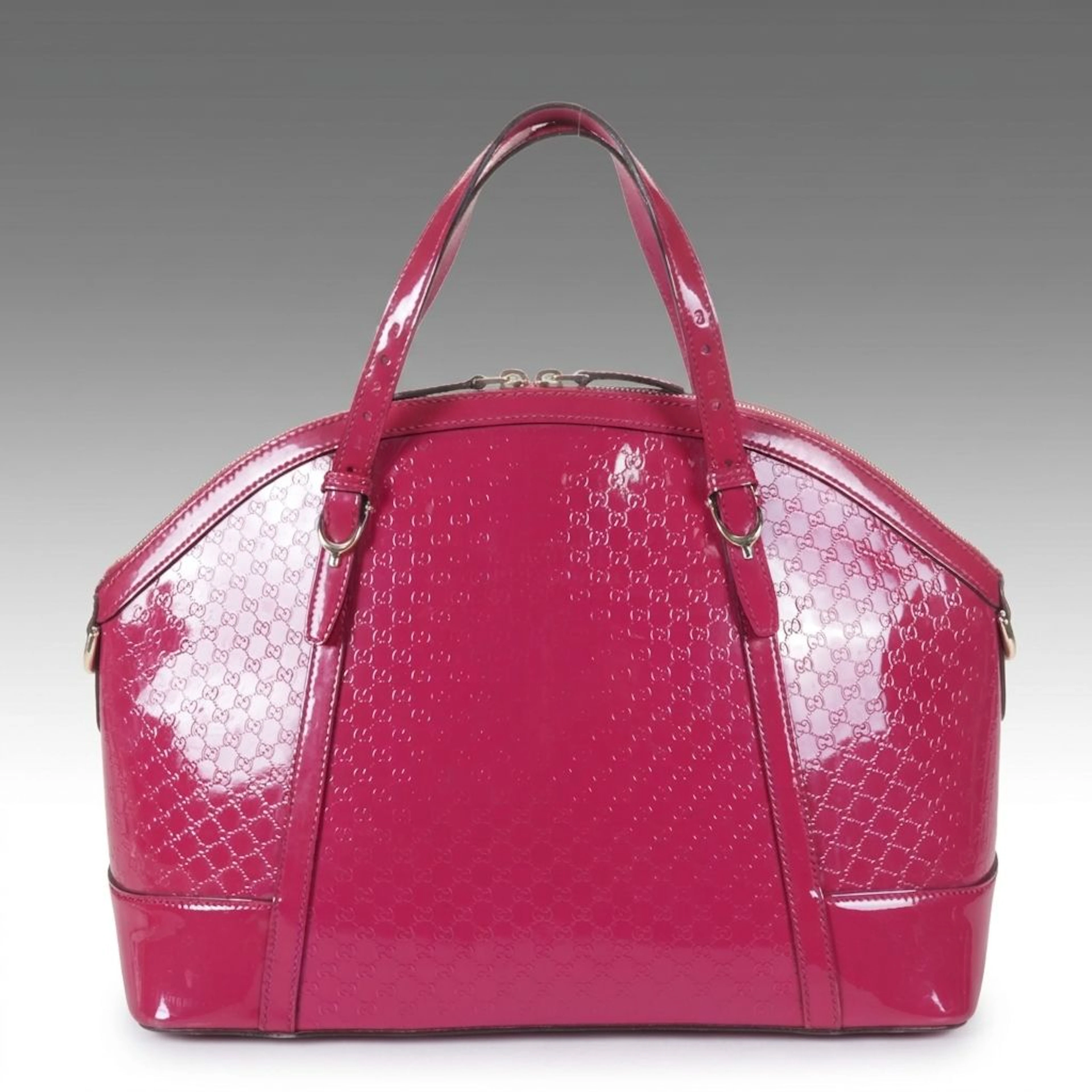 Gucci Dome Two-Way Bag in Fuchsia Microguccissima Patent Leather
