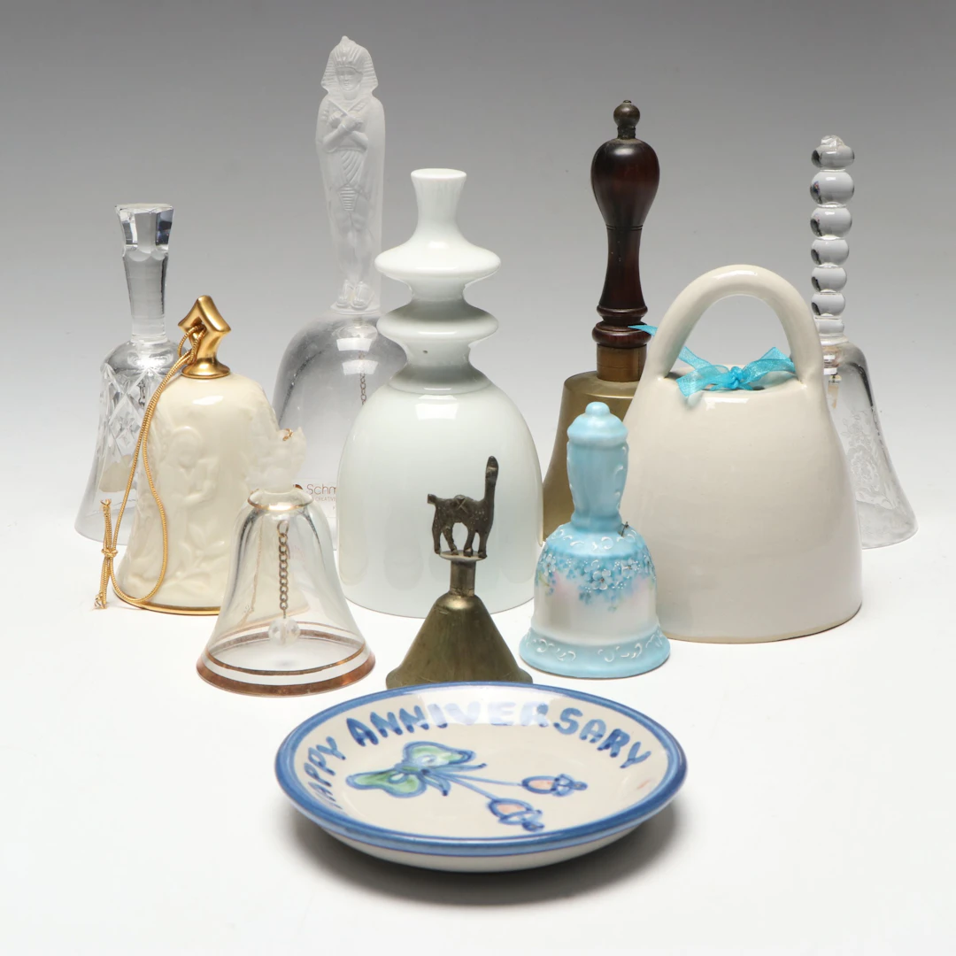 Schmid Pharaoh Handled Crystal Bell with Lenox and More Bells