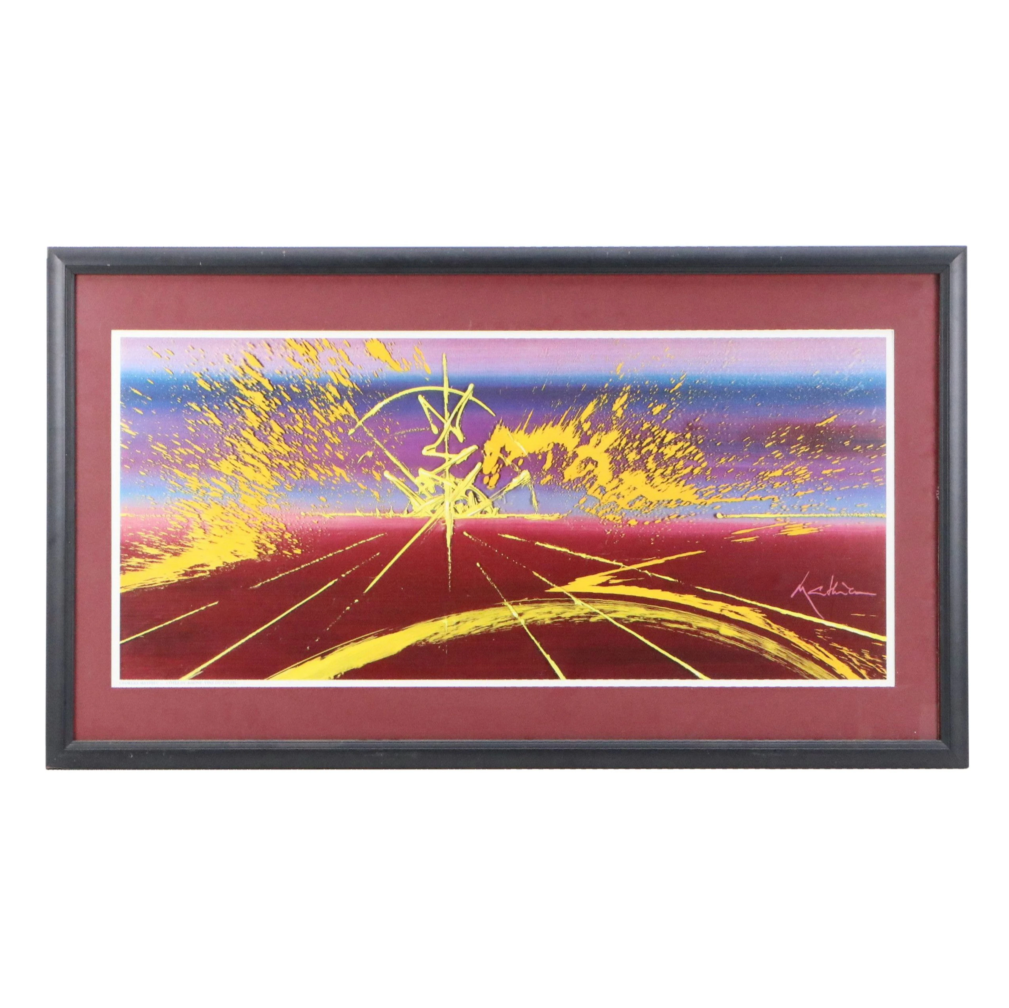 Offset Lithograph Poster After Georges Mathieu "Côtes-du-Rhône, Vins du Soleil"