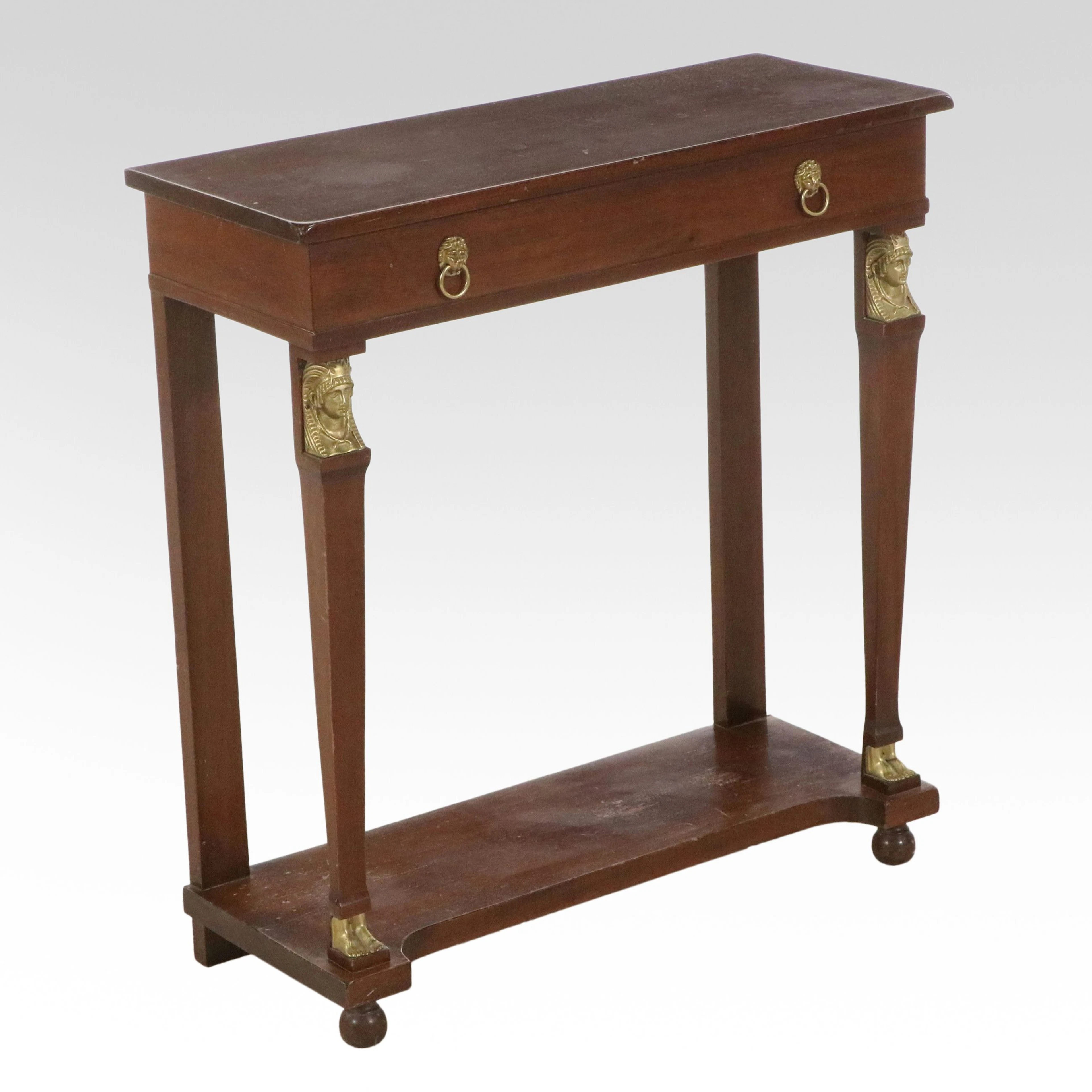 Egyptian Revival Style Walnut Console Table, 20th Century