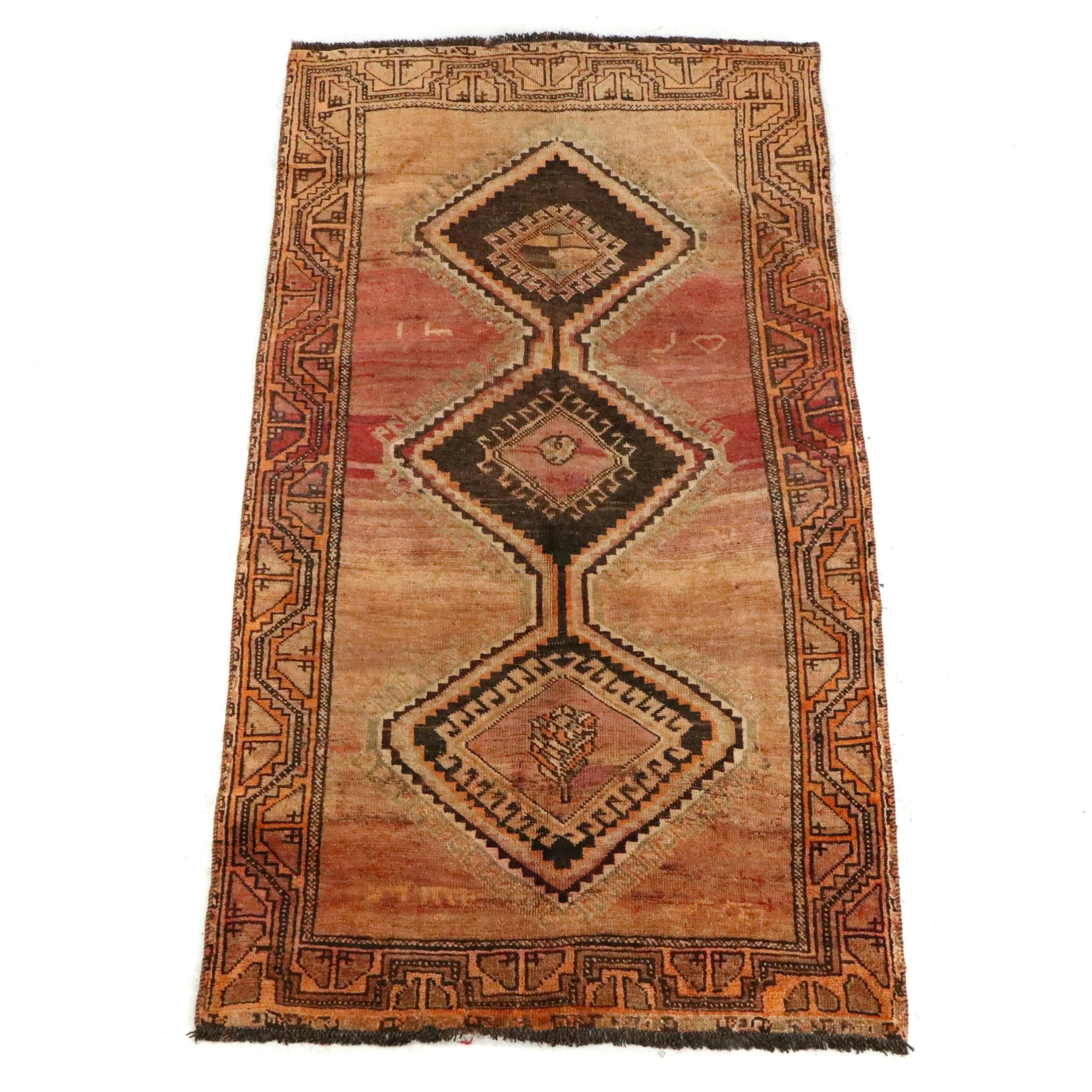 4'3 x 7' Hand-Knotted Persian Kurdish Area Rug