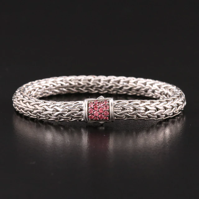 John Hardy Icon Sterling Chain Bracelet with Sapphire Clasp