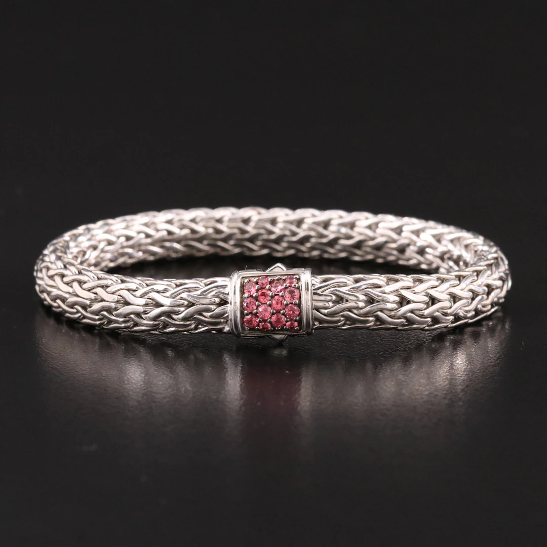 John Hardy Icon Sterling Chain Bracelet with Sapphire Clasp