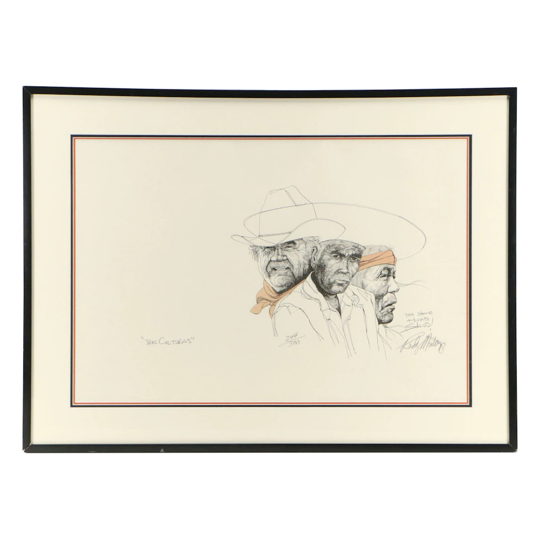 Rudy Montoya, Jr. Lithograph "Tres Culturas"
