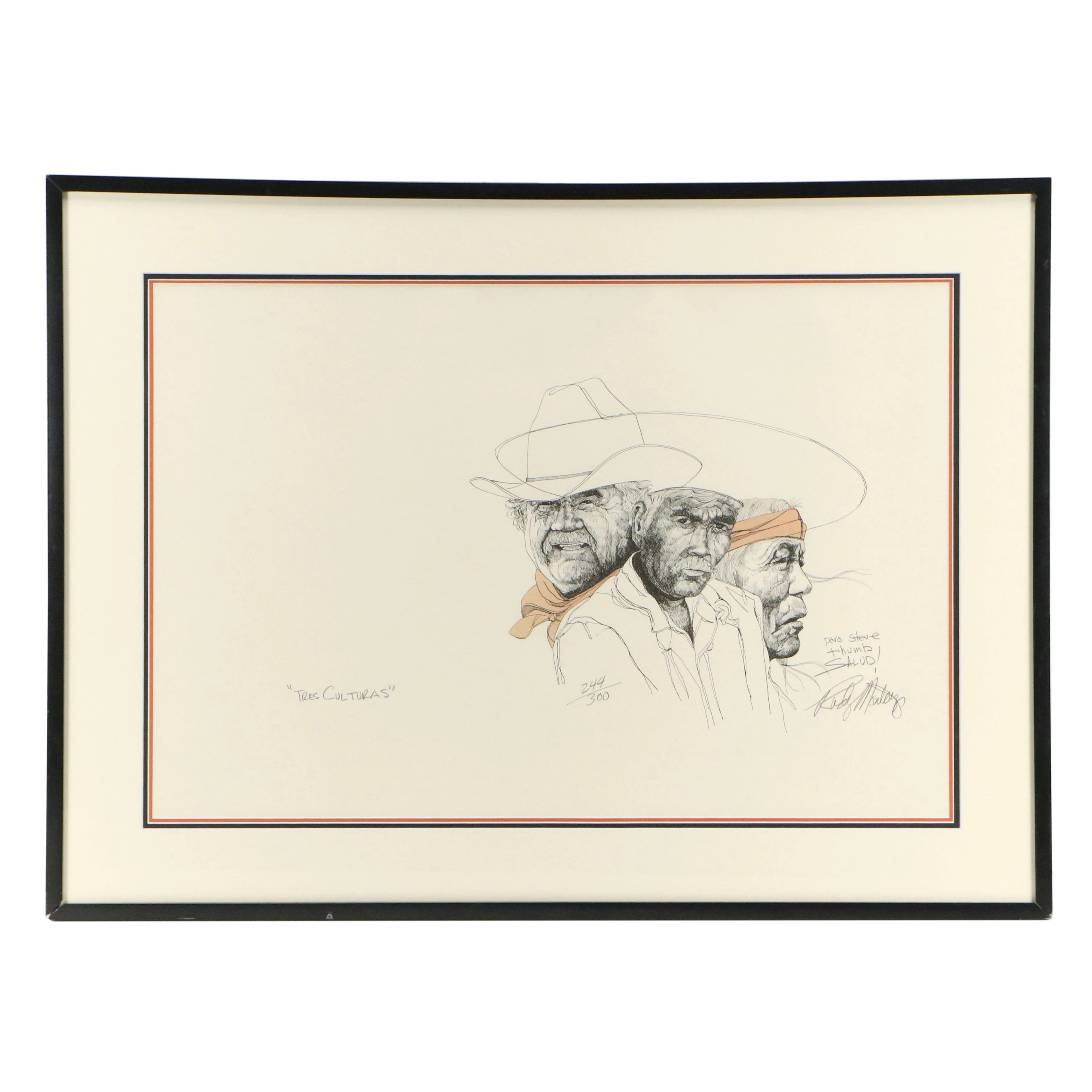 Rudy Montoya, Jr. Lithograph "Tres Culturas"