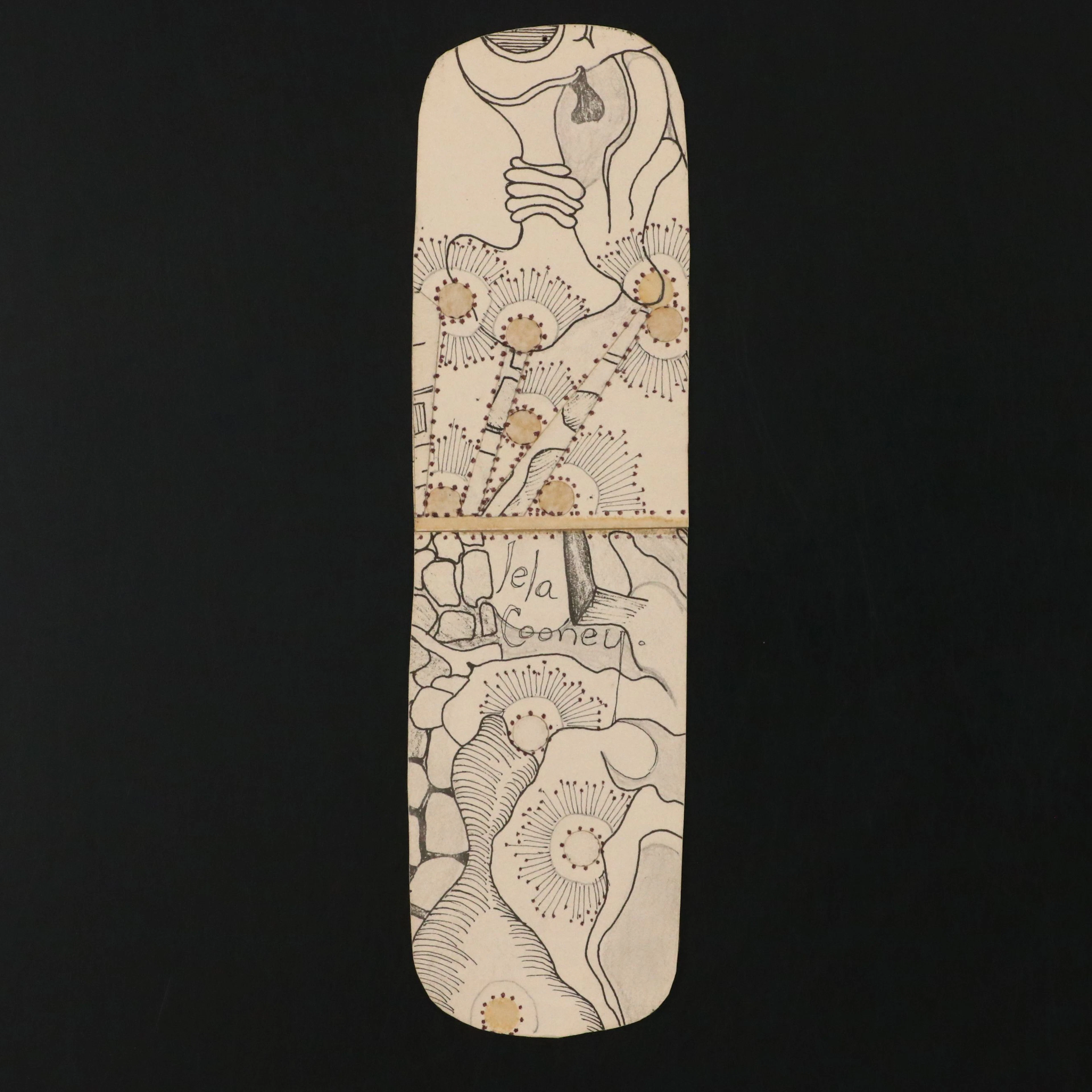 Lela Cooney MCM Mixed Media Bookmark, Mid-20th Century