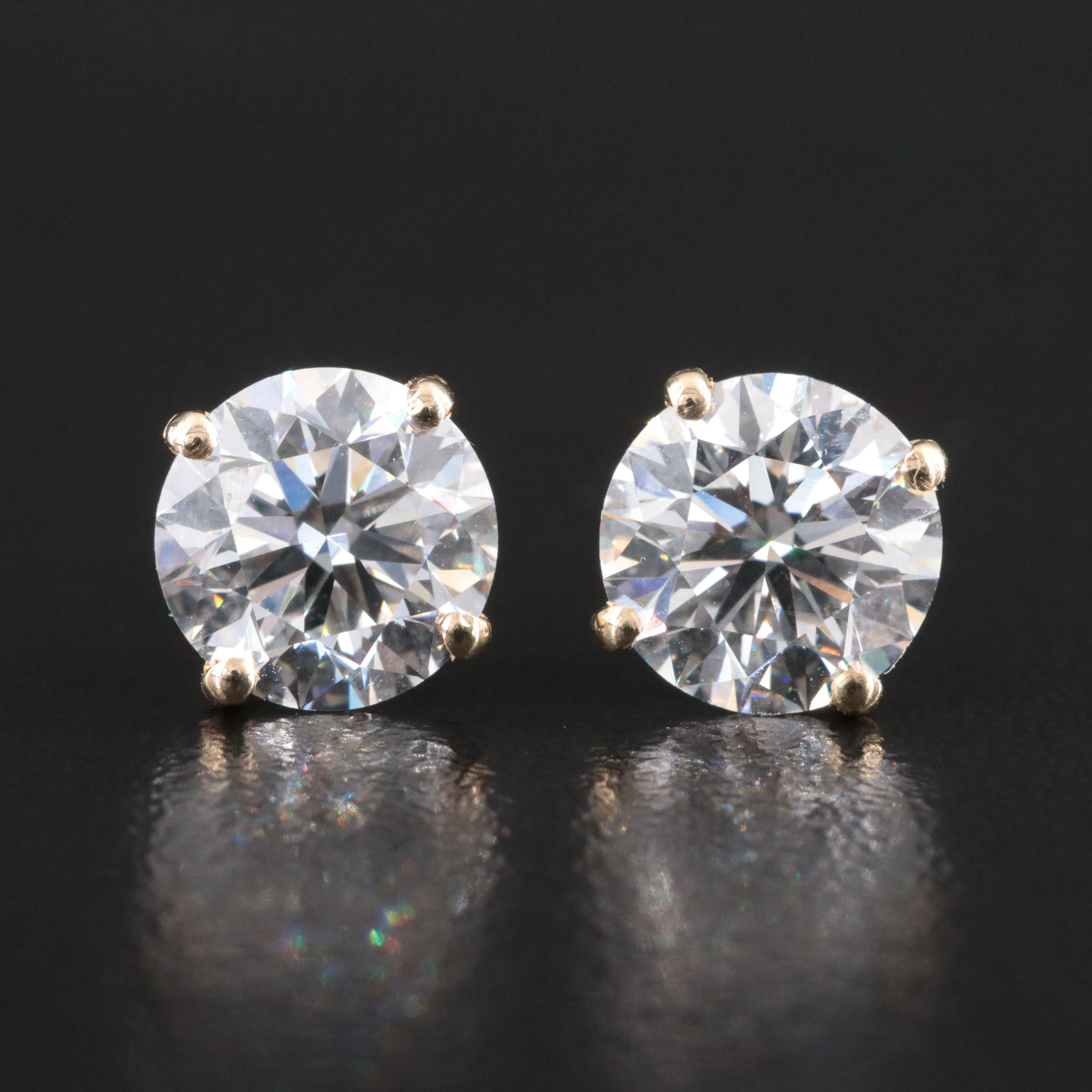 14K 3.02 CTW Lab Grown Diamond Solitaire Earrings with IGI Reports