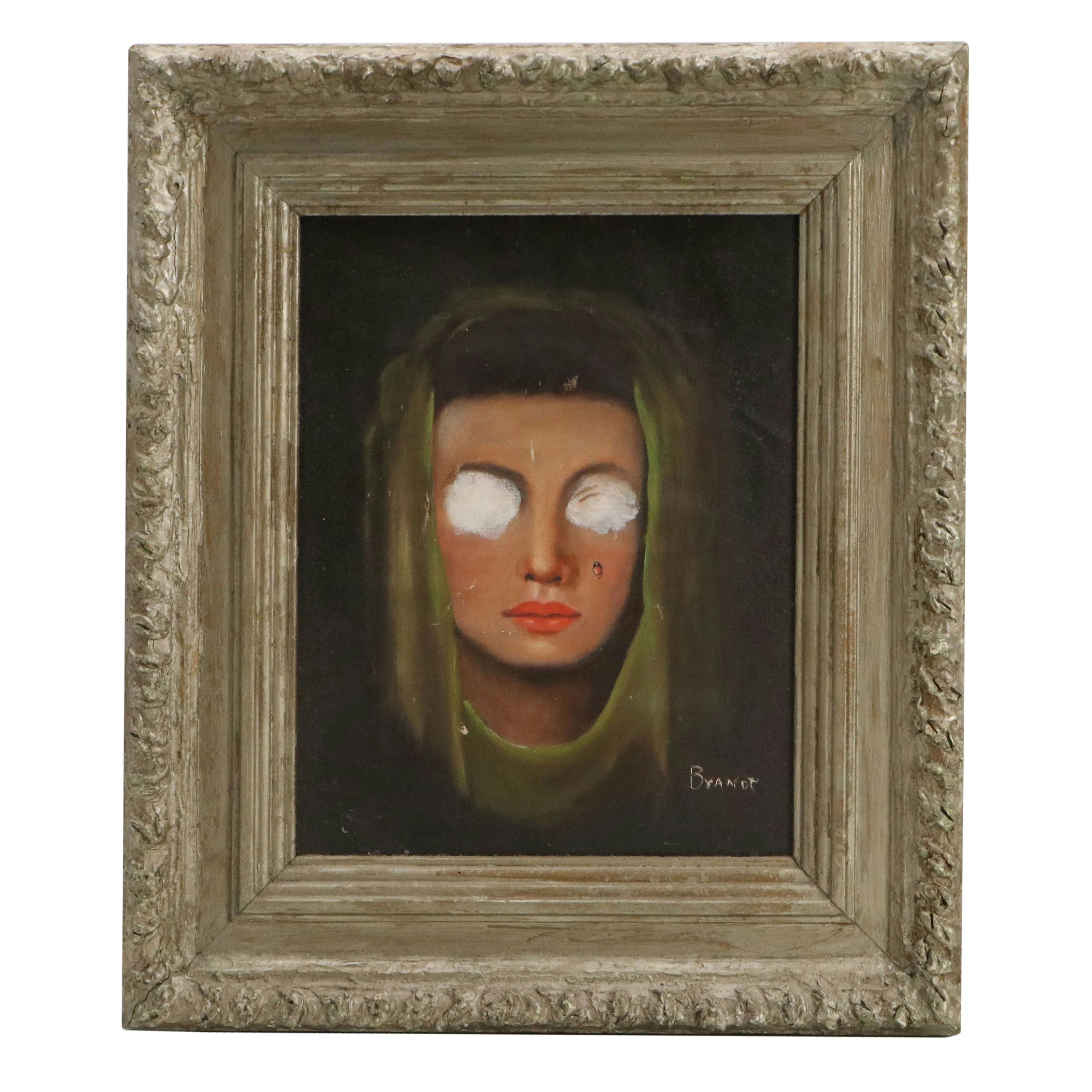 Surrealist Portrait Oil Painting of Obscured Woman in Cloak